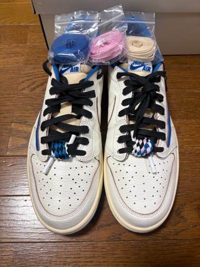 Travis Scott × fragment design × Nike Air Jordan 1 Low OG "Sail/Military Blue"
