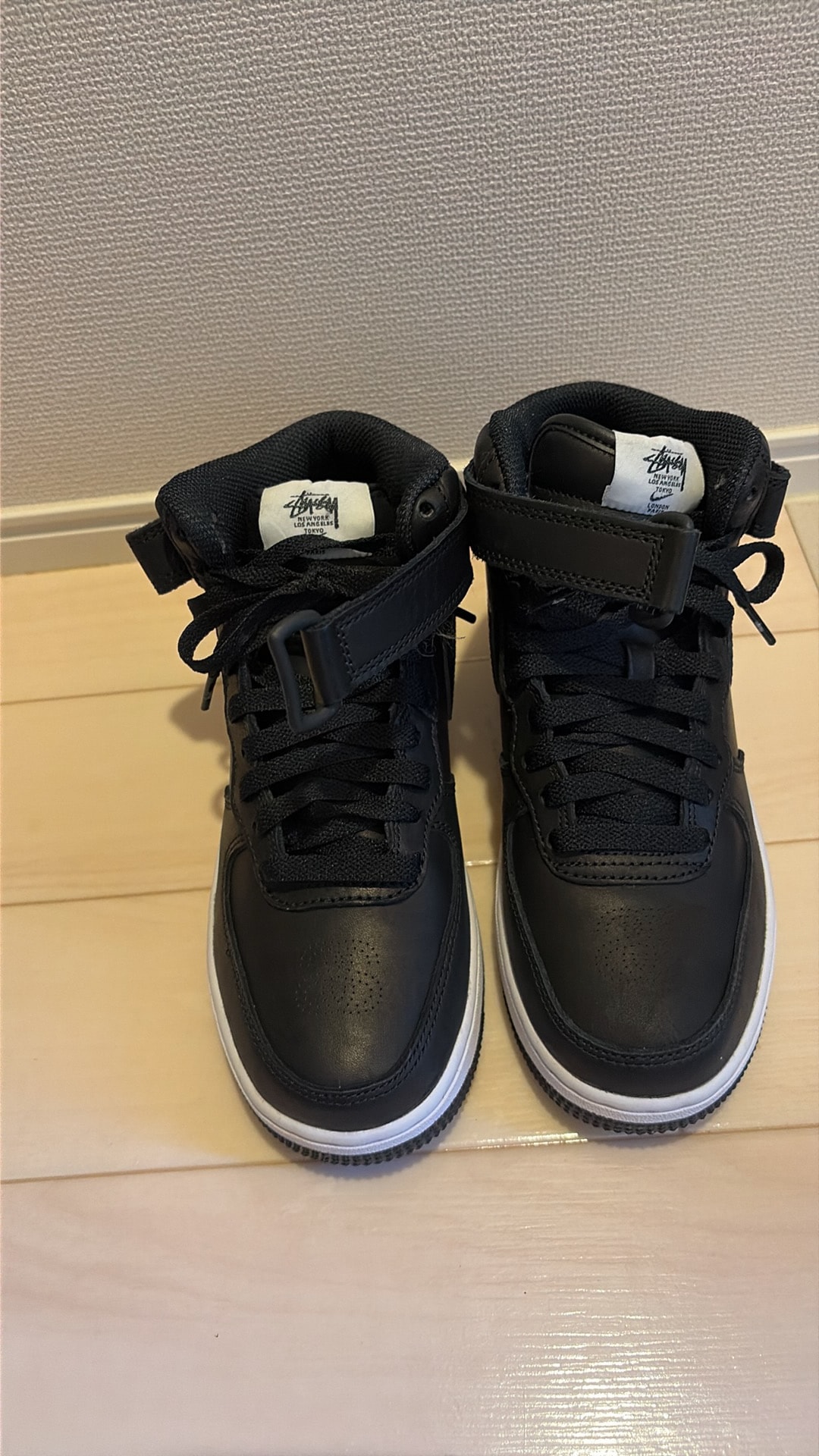 Stussy × Nike Air Force 1 Mid "Black/Black"