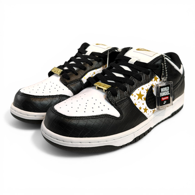Supreme × Nike SB Dunk Low OG QS Gold Stars "White/Black"