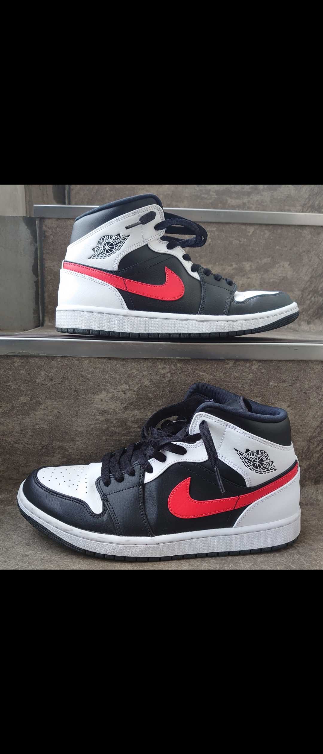 NIKE AIR JORDAN 1 MID "BLACK/CHILE RED/WHITE"