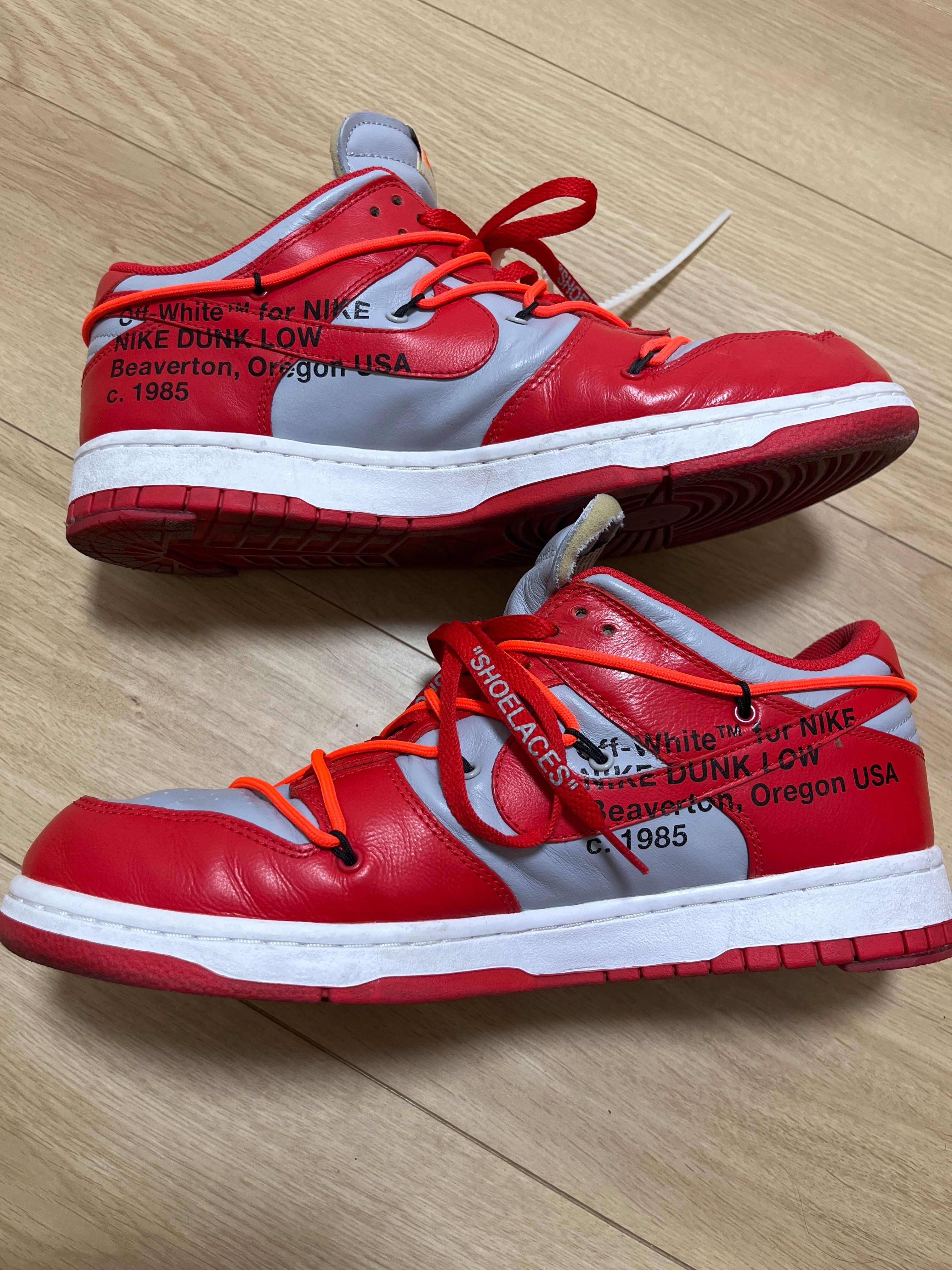 Off-White × Nike Dunk Low "University Red/Wolf Grey"