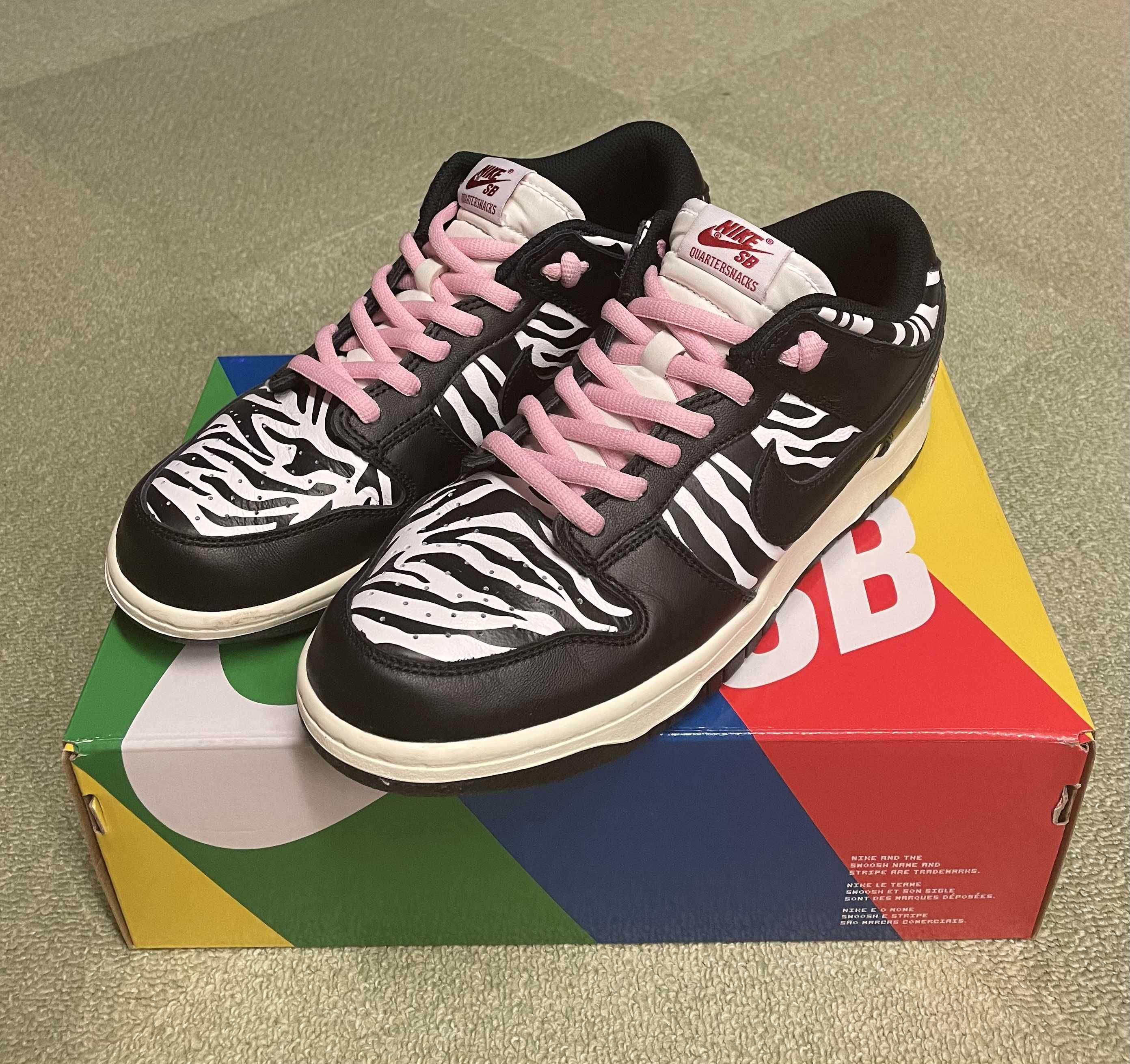 Quartersnacks × Nike SB Dunk Low "Zebra Cake/Safari"