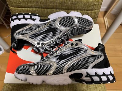 STUSSY × NIKE AIR ZOOM SPIRIDON CAGED "PURE PLATINUM/BLACK-WHITE"