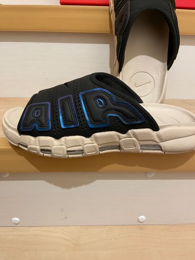 Nike Air More Uptempo Slide "Black and Sanddrift" (FB7799-001/FB7802-001)