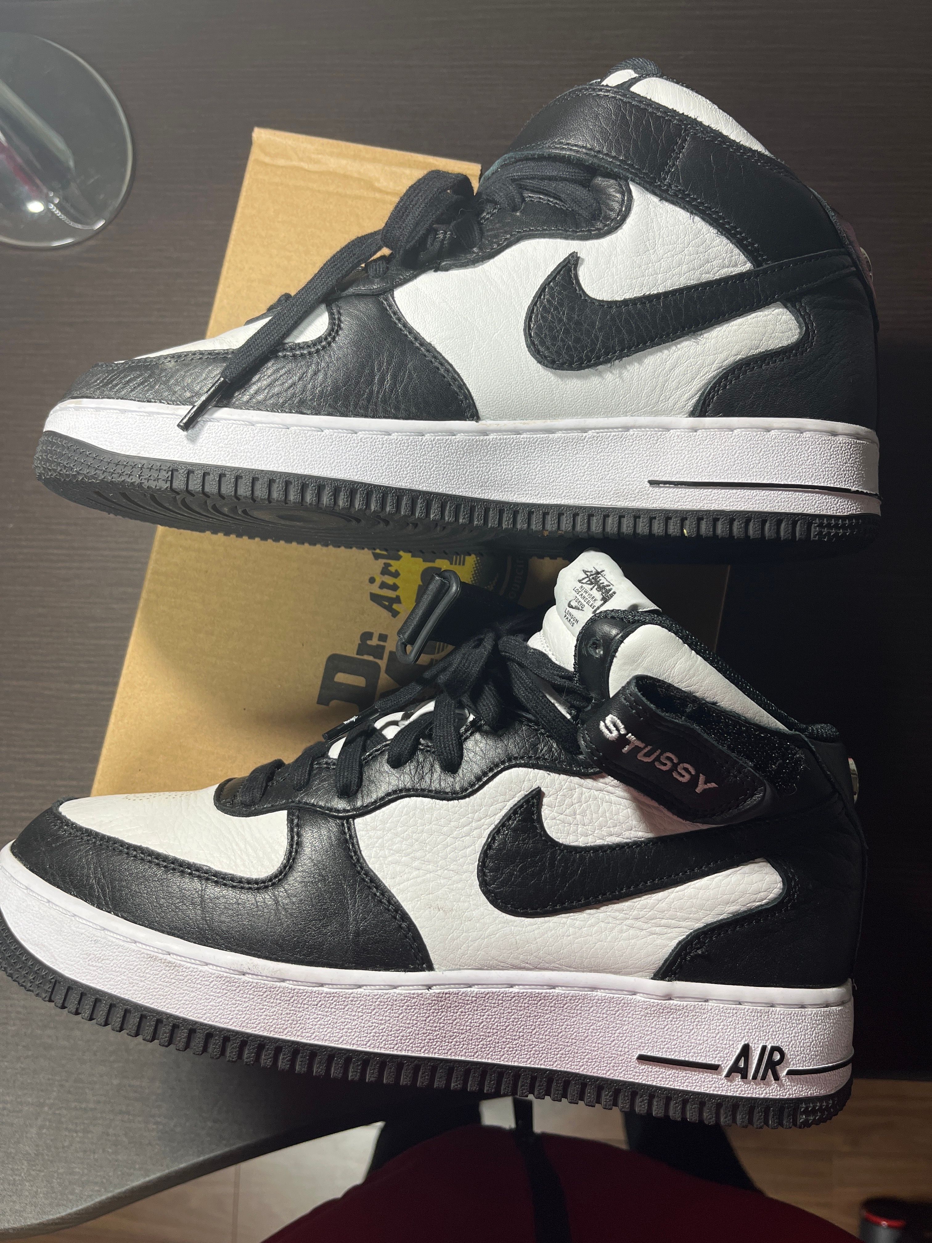 Stussy × Nike Air Force 1 Mid "Black and Light Bone"