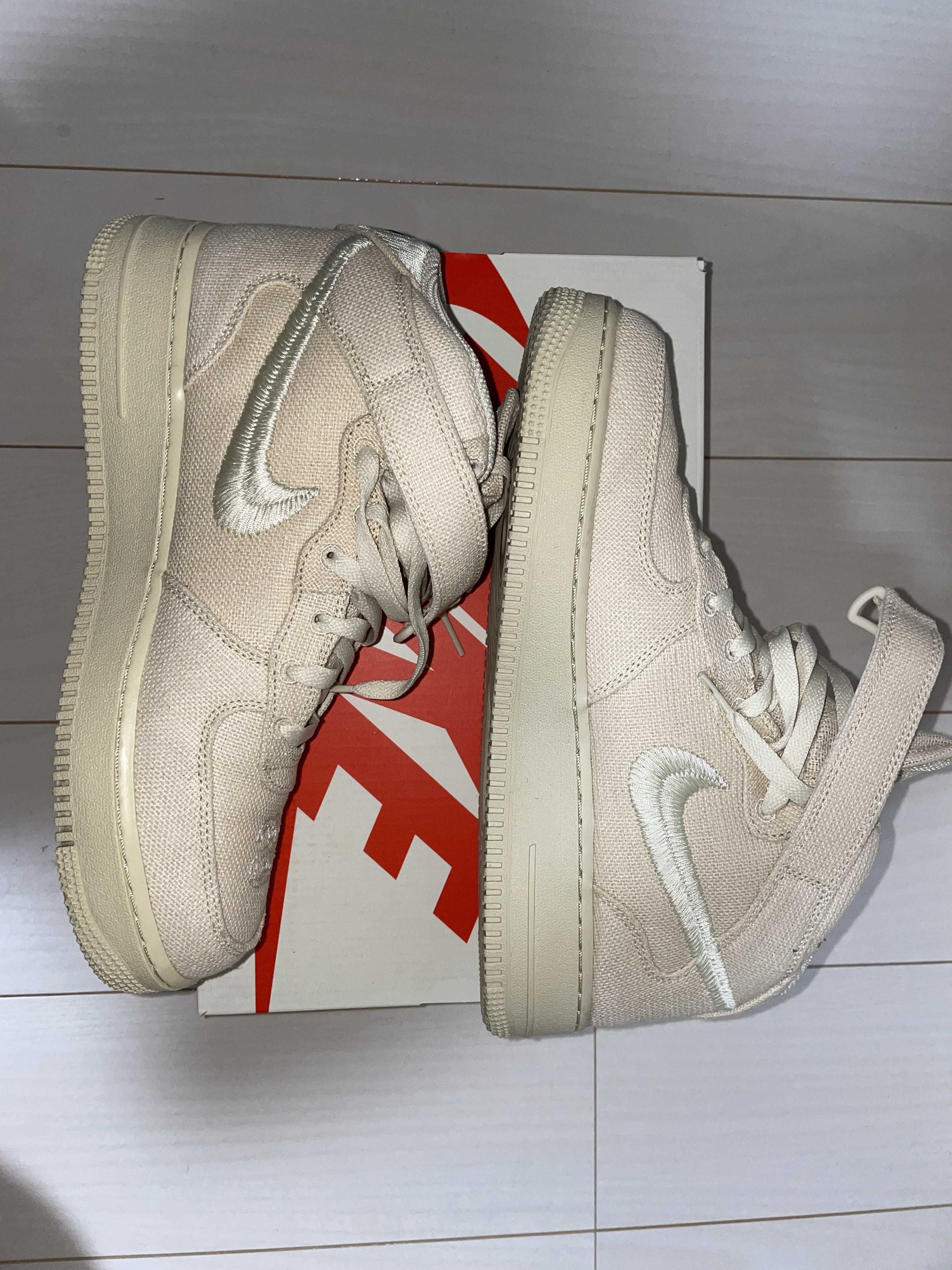 Stussy × Nike Air Force 1 Mid "Fossil Stone"