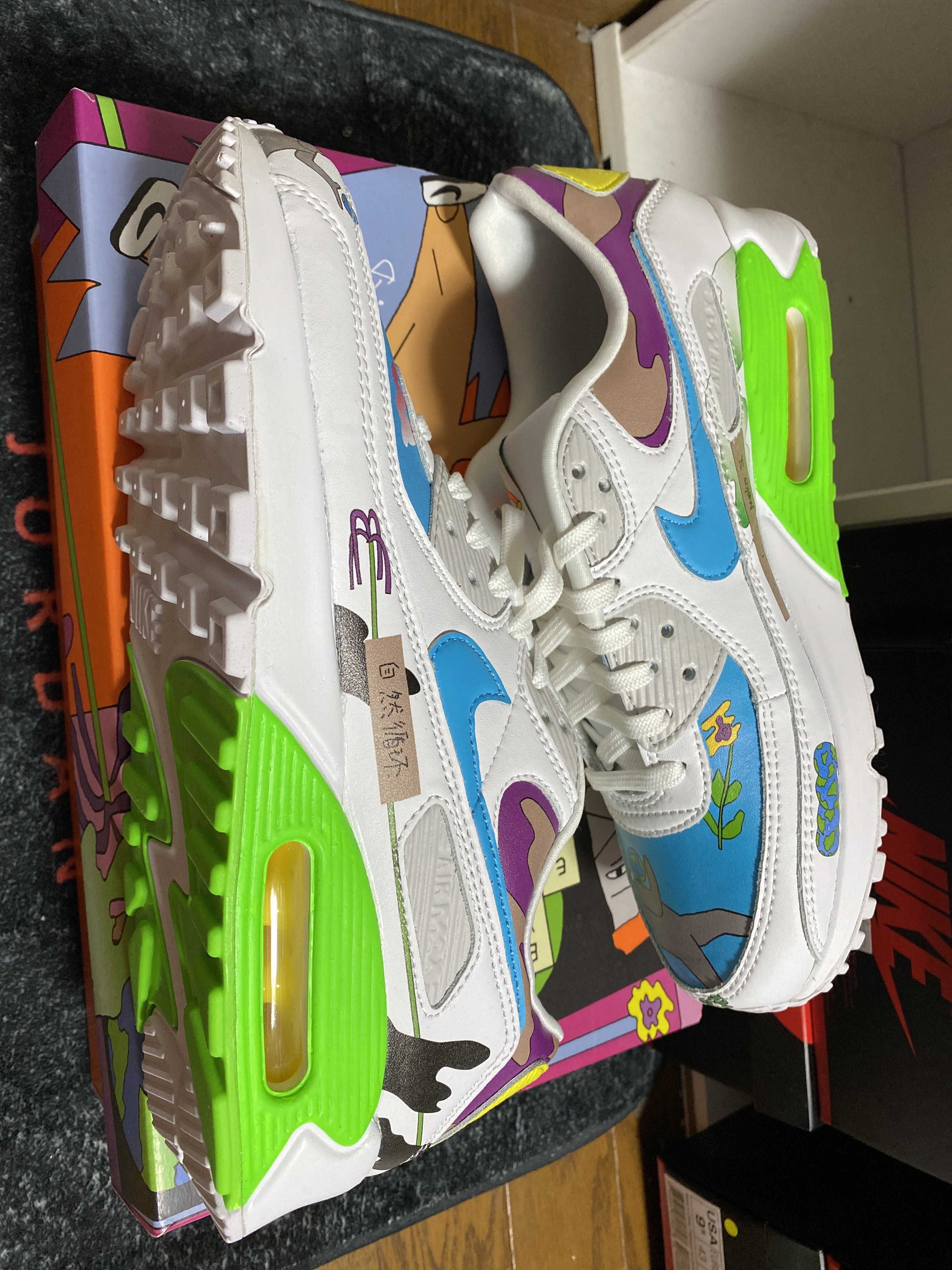 RUOHAN WANG × NIKE AIR MAX 90 FLYLEATHER "WHITE/MULTI COLOR"