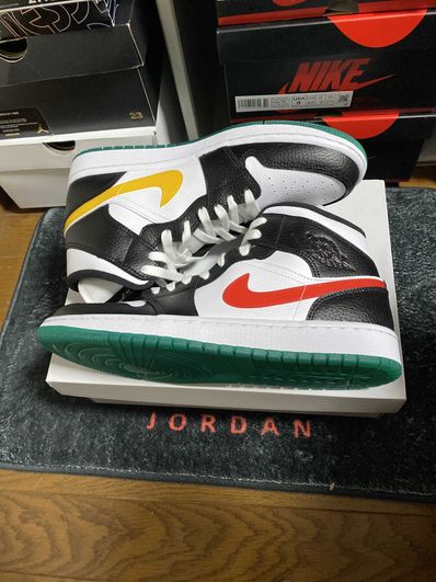 Nike Women's Air Jordan 1 Mid "White/Red/Yellow"