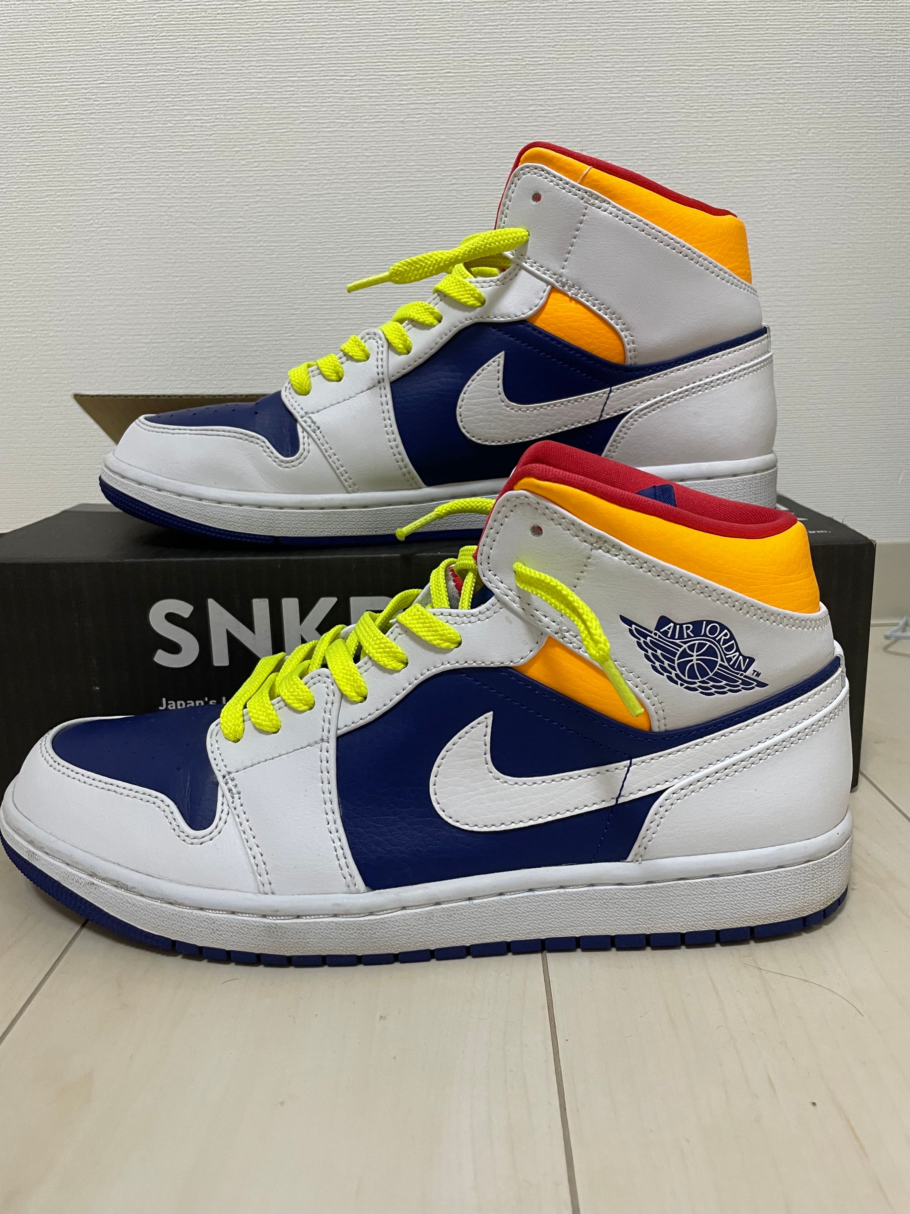 NIKE AIR JORDAN 1 MID "WHITE/NAVY/YELLOW"