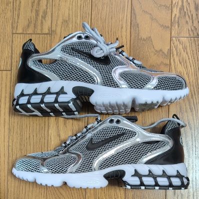 STUSSY × NIKE AIR ZOOM SPIRIDON CAGED "PURE PLATINUM/BLACK-WHITE"