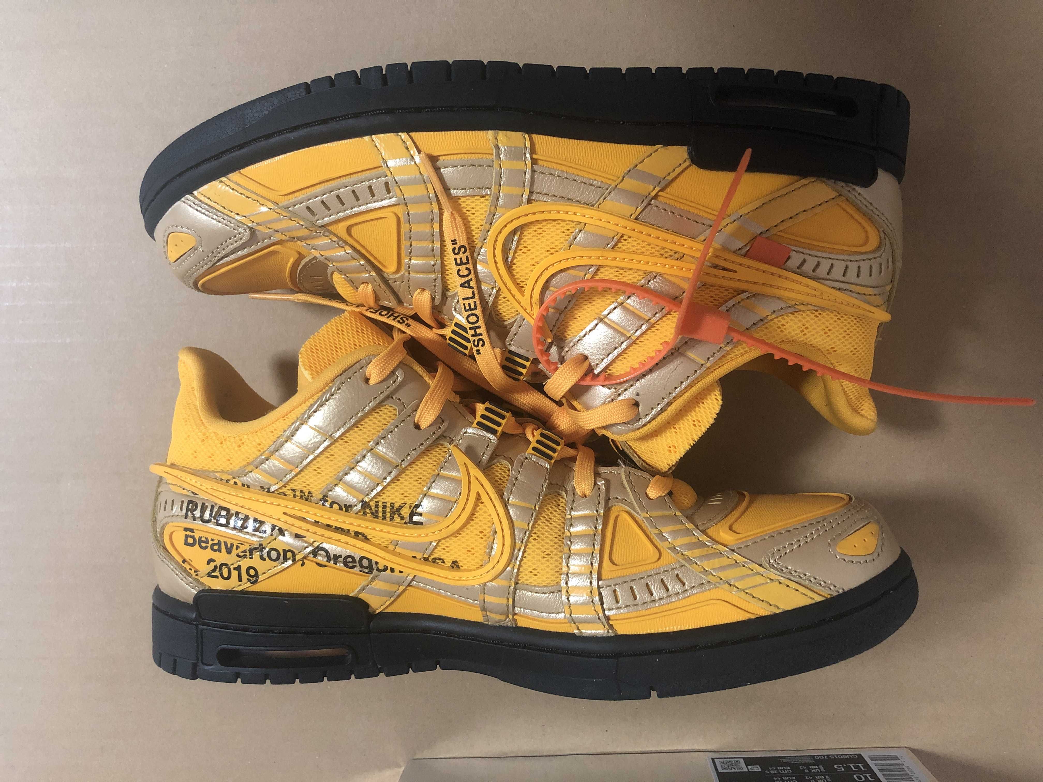 Off-White × Nike Air Rubber Dunk "University Gold" 