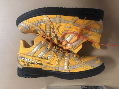 Off-White × Nike Air Rubber Dunk "University Gold"