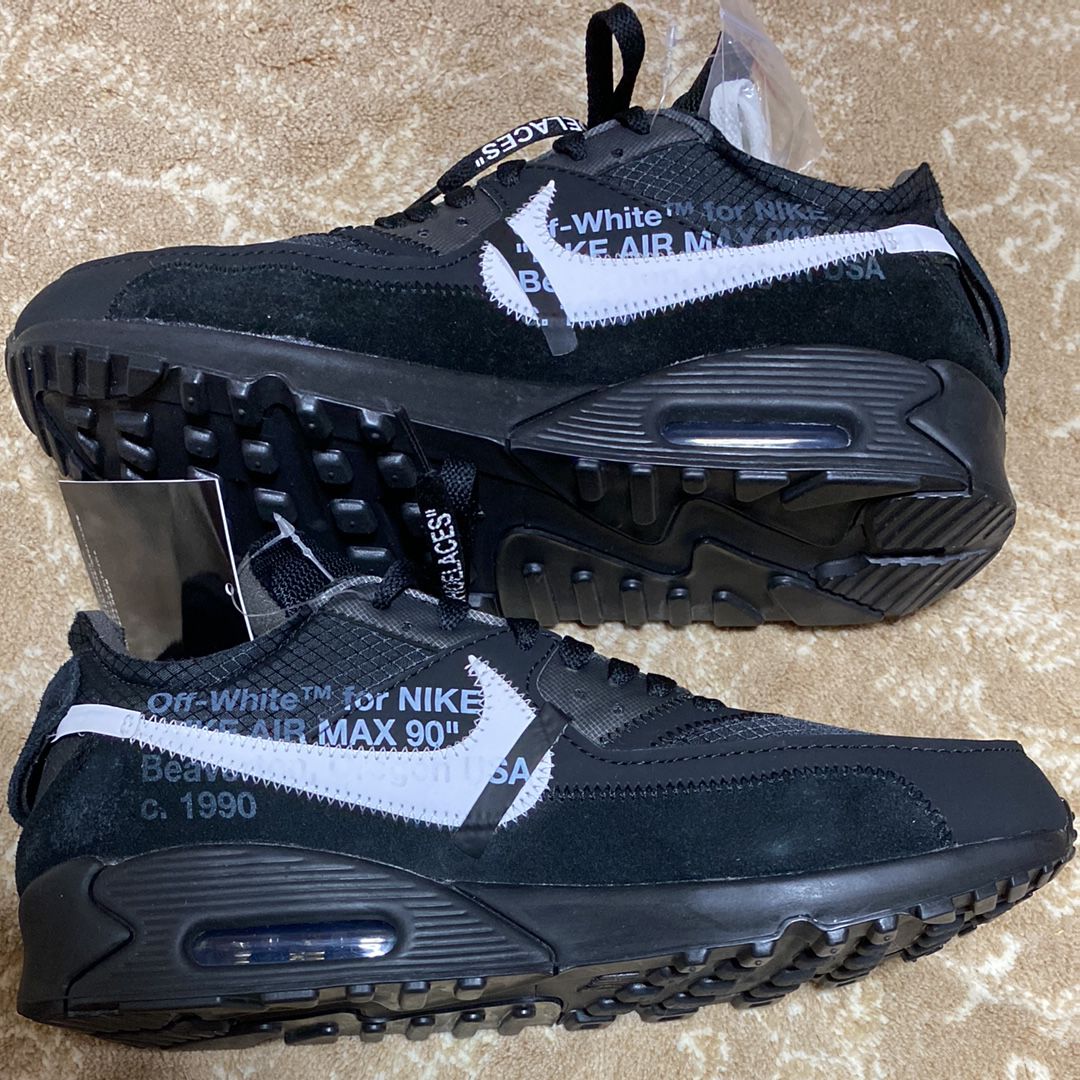 Off-White × Nike Air Max 90 "Black/Black-Cone-White"