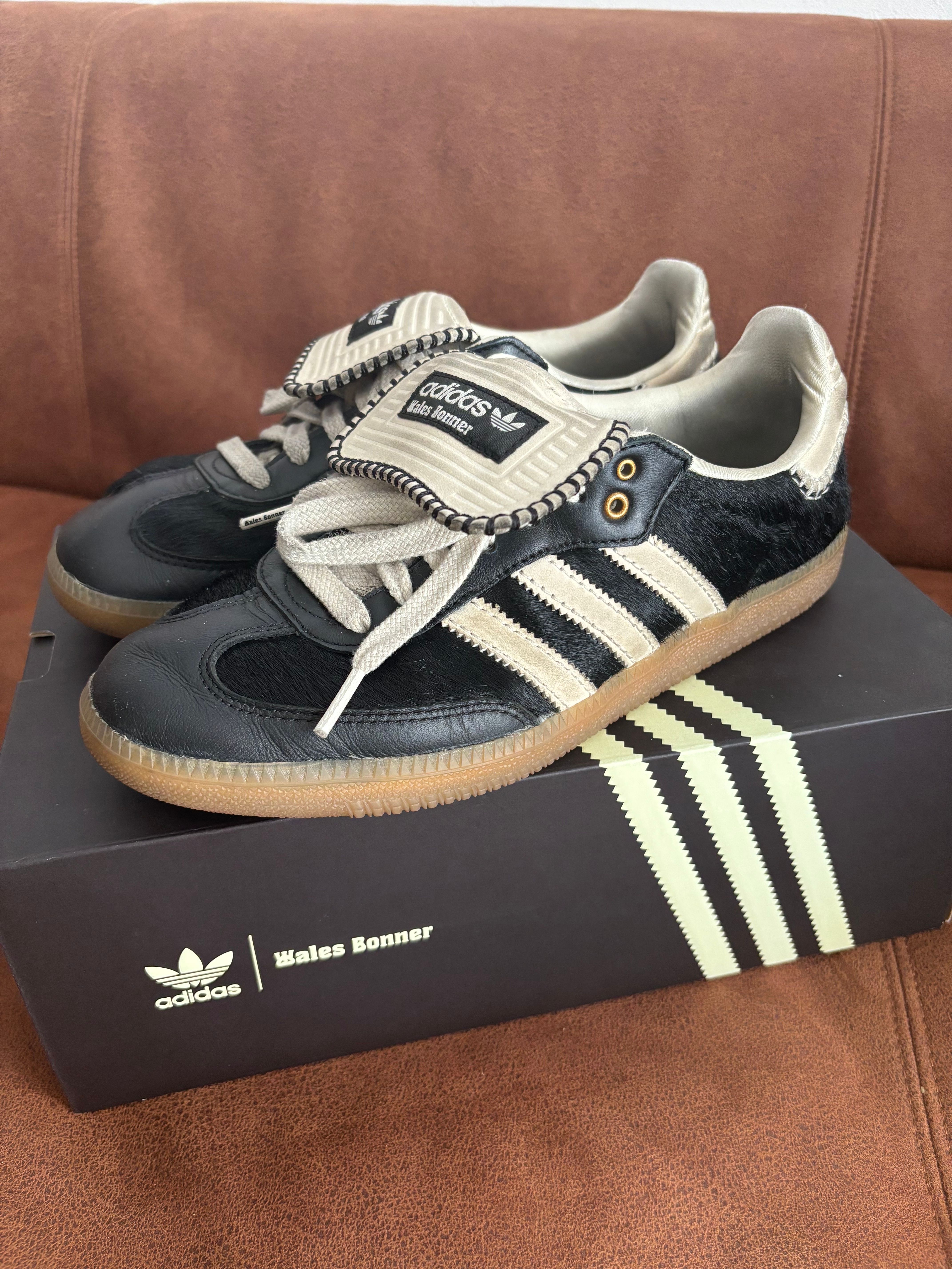 Wales Bonner × adidas Samba Pony Tonal Low "Core Black/Cream White"