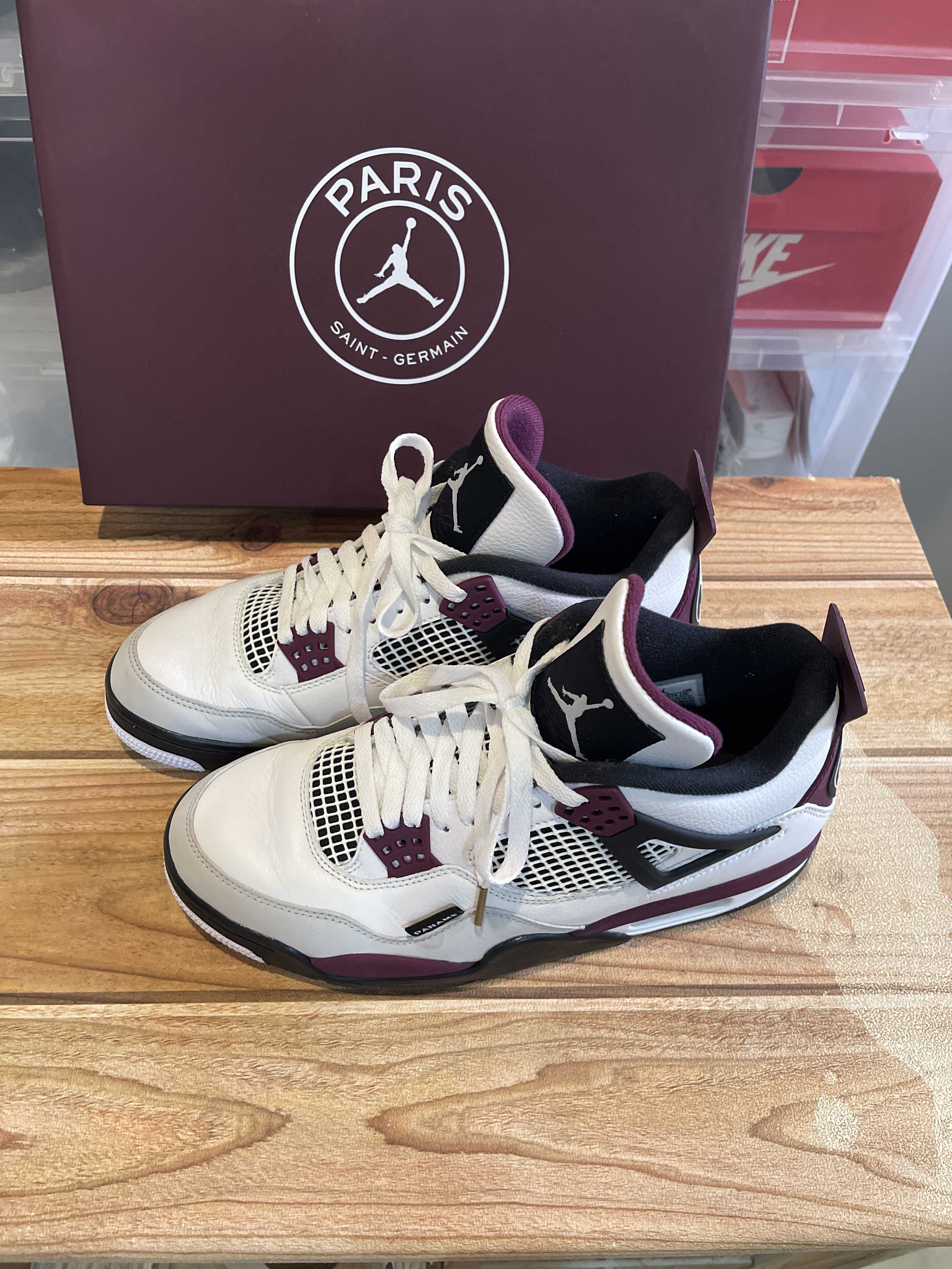 Paris Saint Germain ×Nike Air Jordan 4 Retro "White/Bordeaux/Neutral Gray"