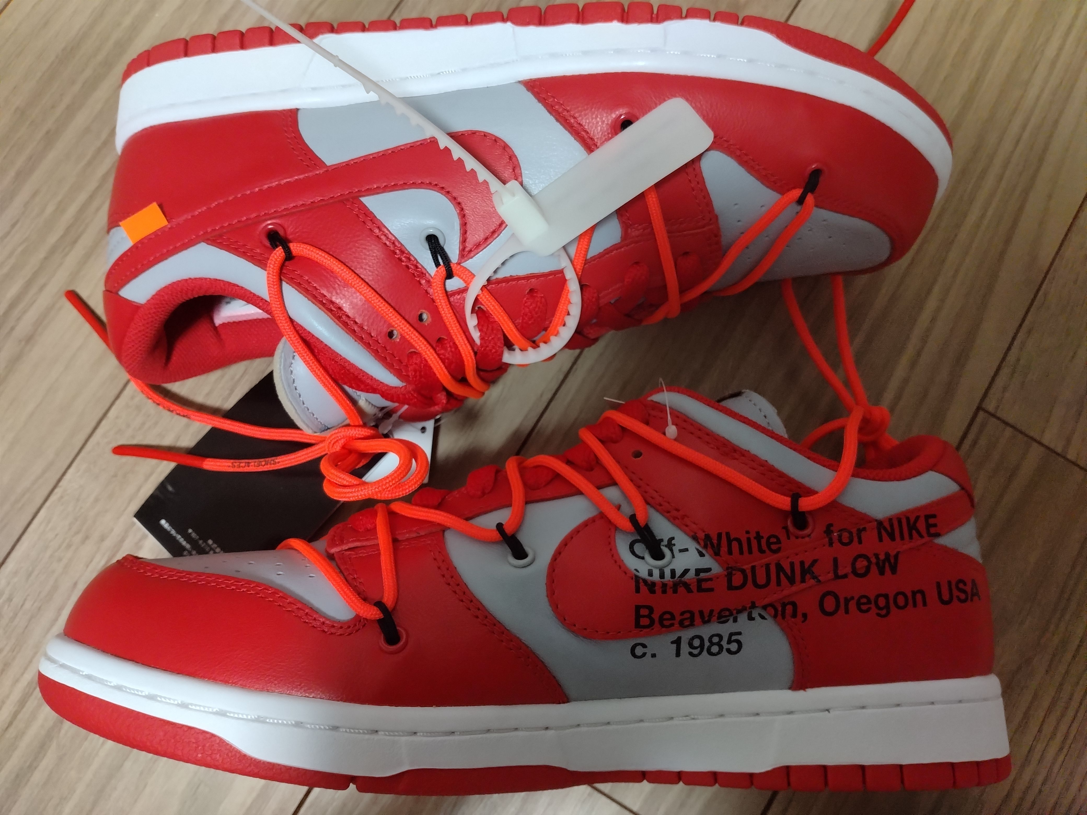 Off-White × Nike Dunk Low "University Red/Wolf Grey"