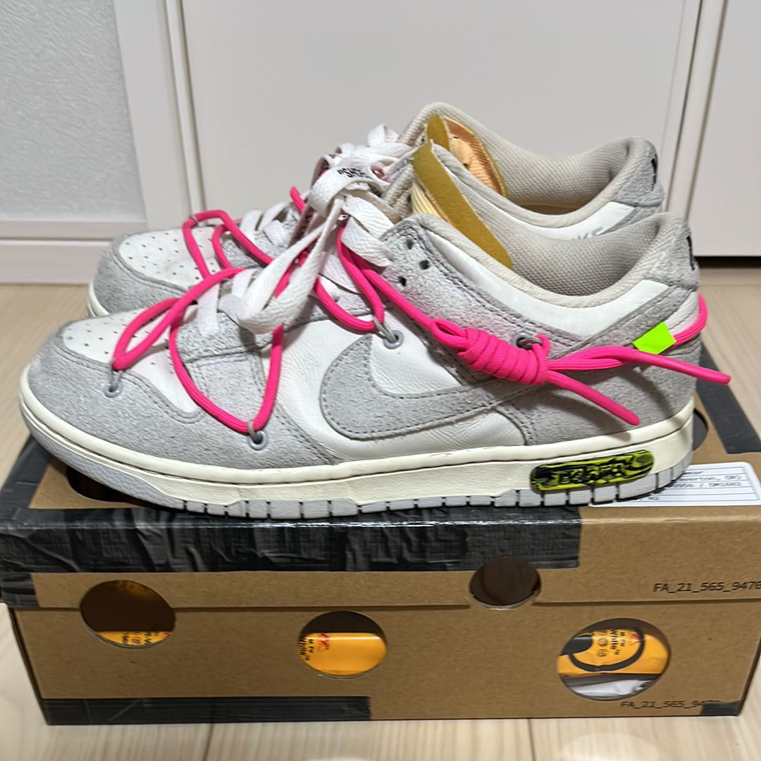 Off-White × Nike Dunk Low "Sail/Neutral Gray/Hyper Pink"