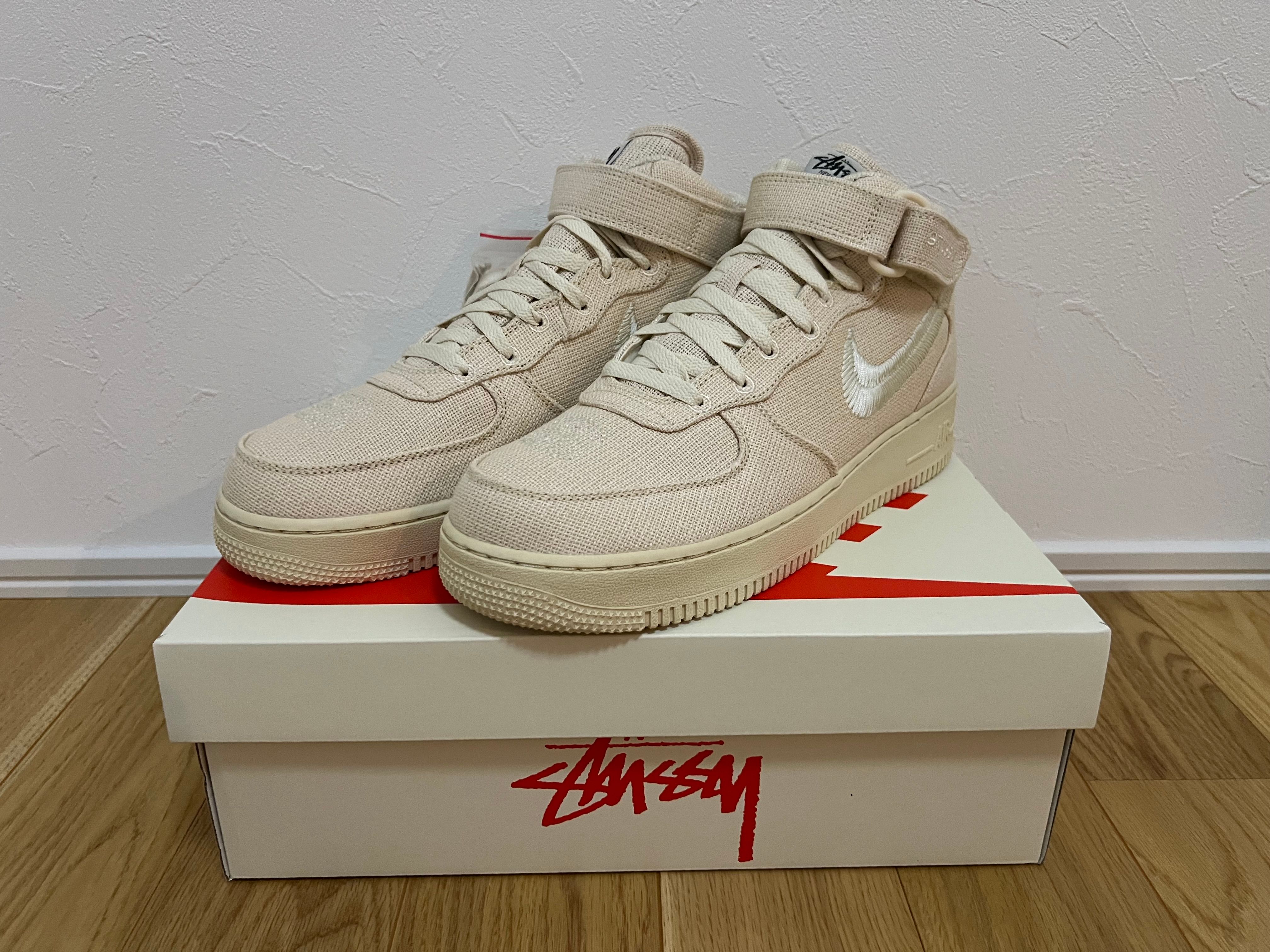 Stussy × Nike Air Force 1 Mid "Fossil Stone"
