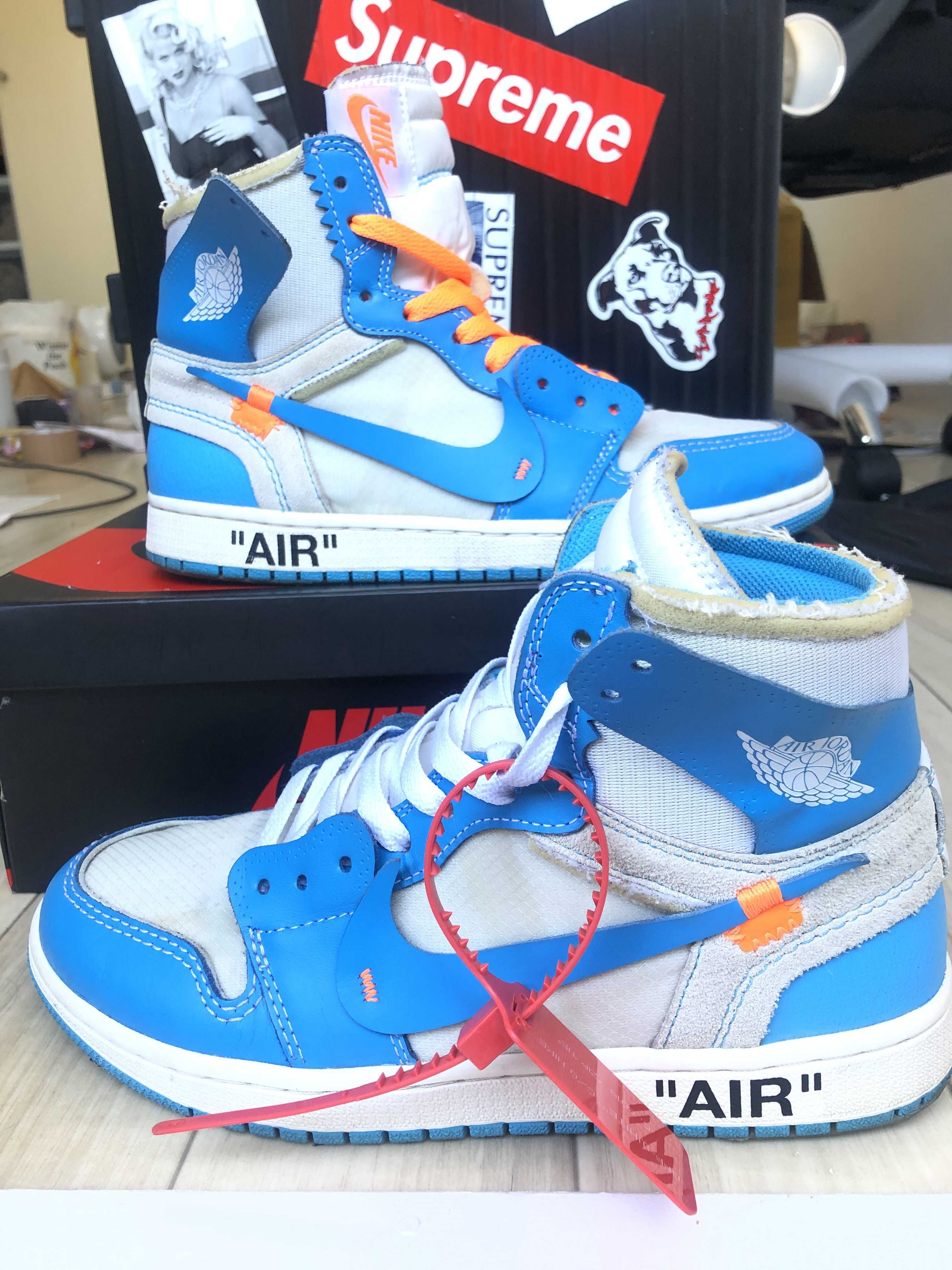 Off-White × Nike Air Jordan 1 High UNC "White/Dark Powder Blue"
