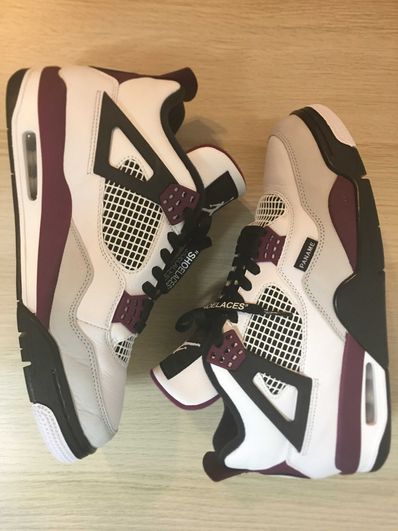 Paris Saint Germain ×Nike Air Jordan 4 Retro "White/Bordeaux/Neutral Gray"