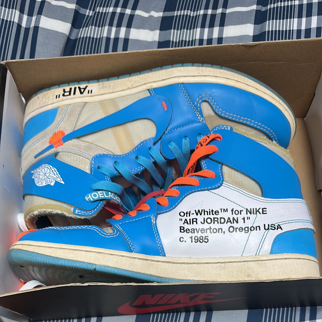 Off-White × Nike Air Jordan 1 High UNC "White/Dark Powder Blue"