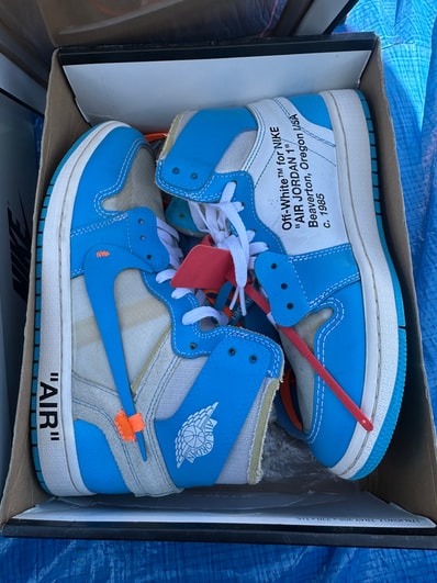 Off-White × Nike Air Jordan 1 High UNC "White/Dark Powder Blue"