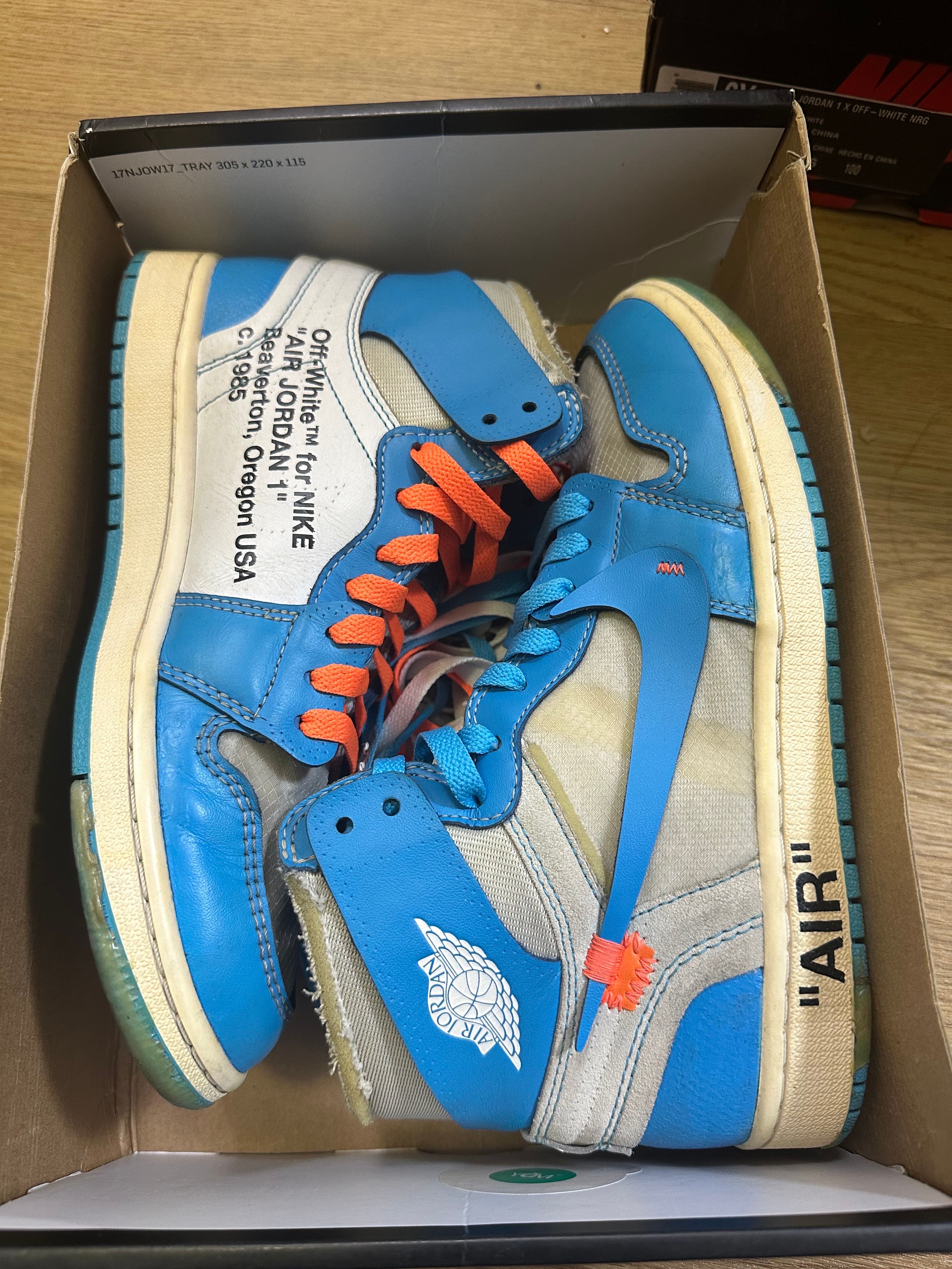 Off-White × Nike Air Jordan 1 High UNC "White/Dark Powder Blue"