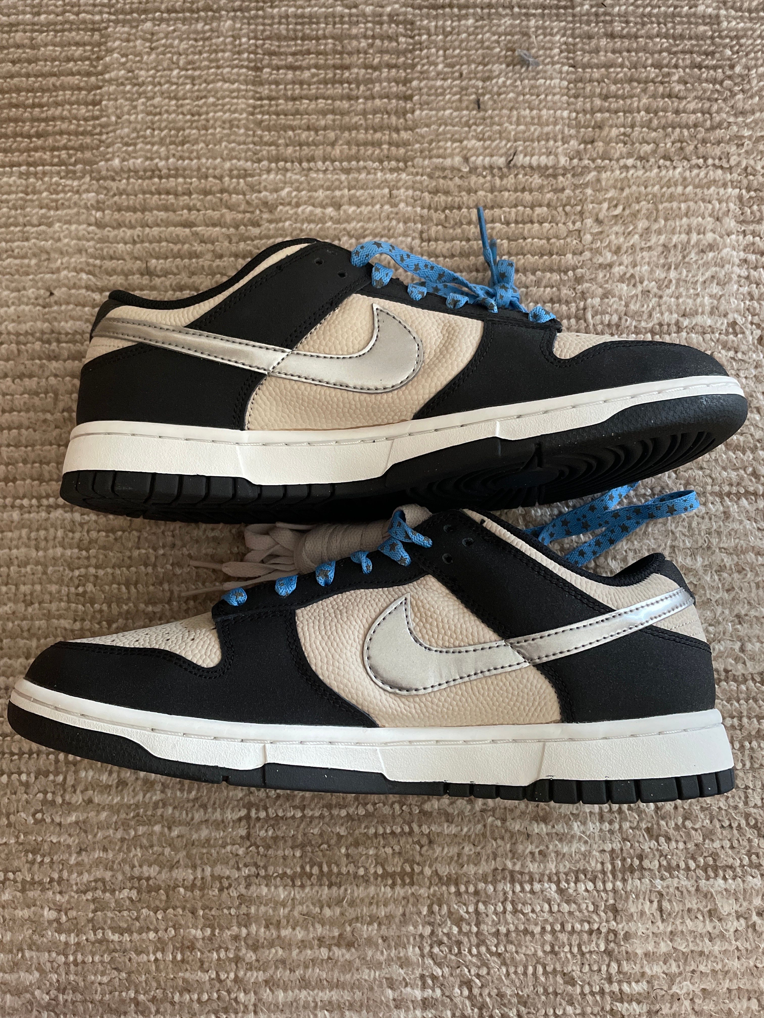 Nike Women's Dunk Low "Beige/Black and Metallic Silver"