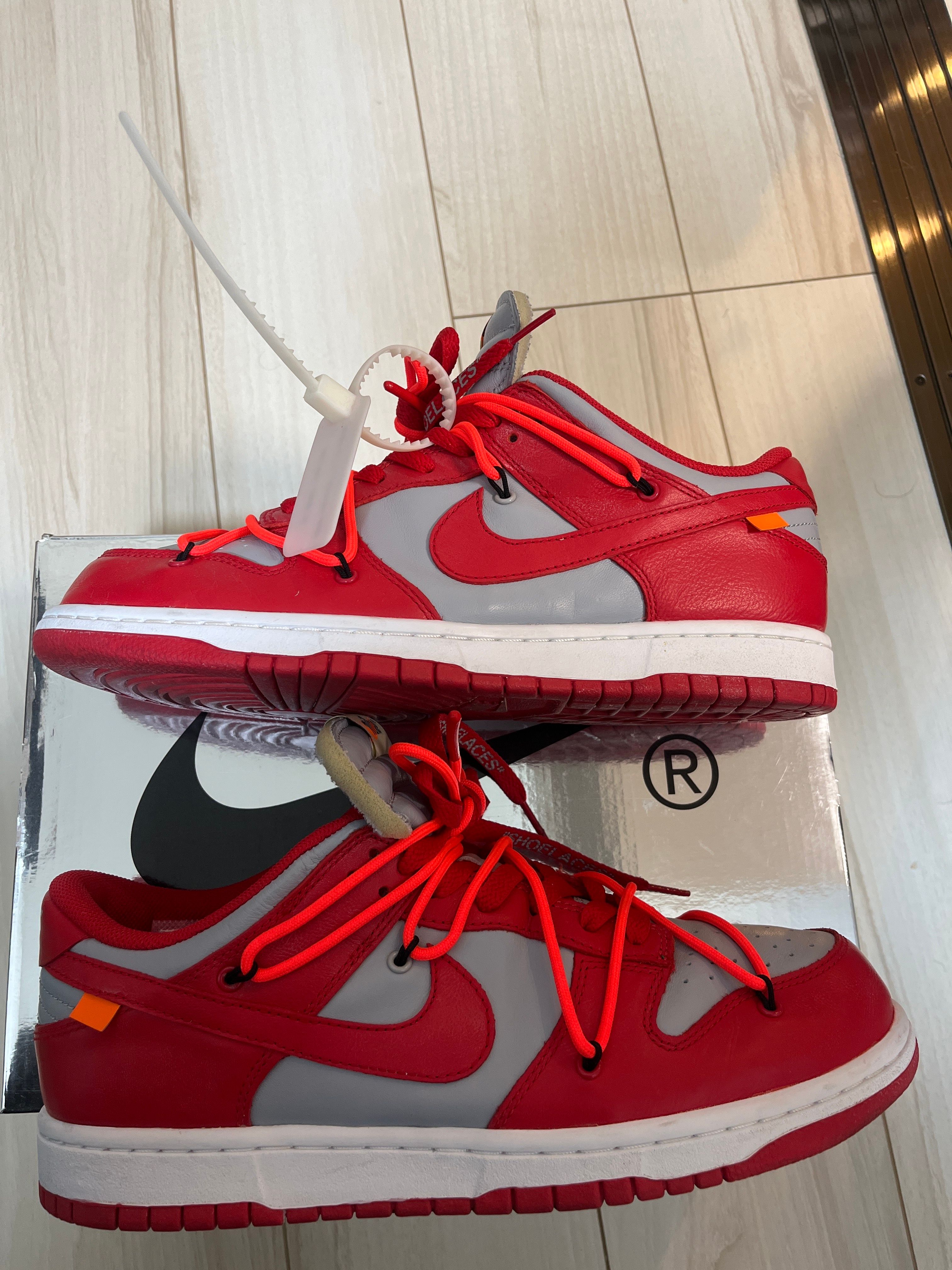 Off-White × Nike Dunk Low "University Red/Wolf Grey"