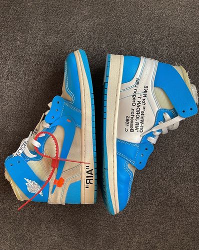 Off-White × Nike Air Jordan 1 High UNC "White/Dark Powder Blue"