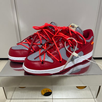 Off-White × Nike Dunk Low "University Red/Wolf Grey"