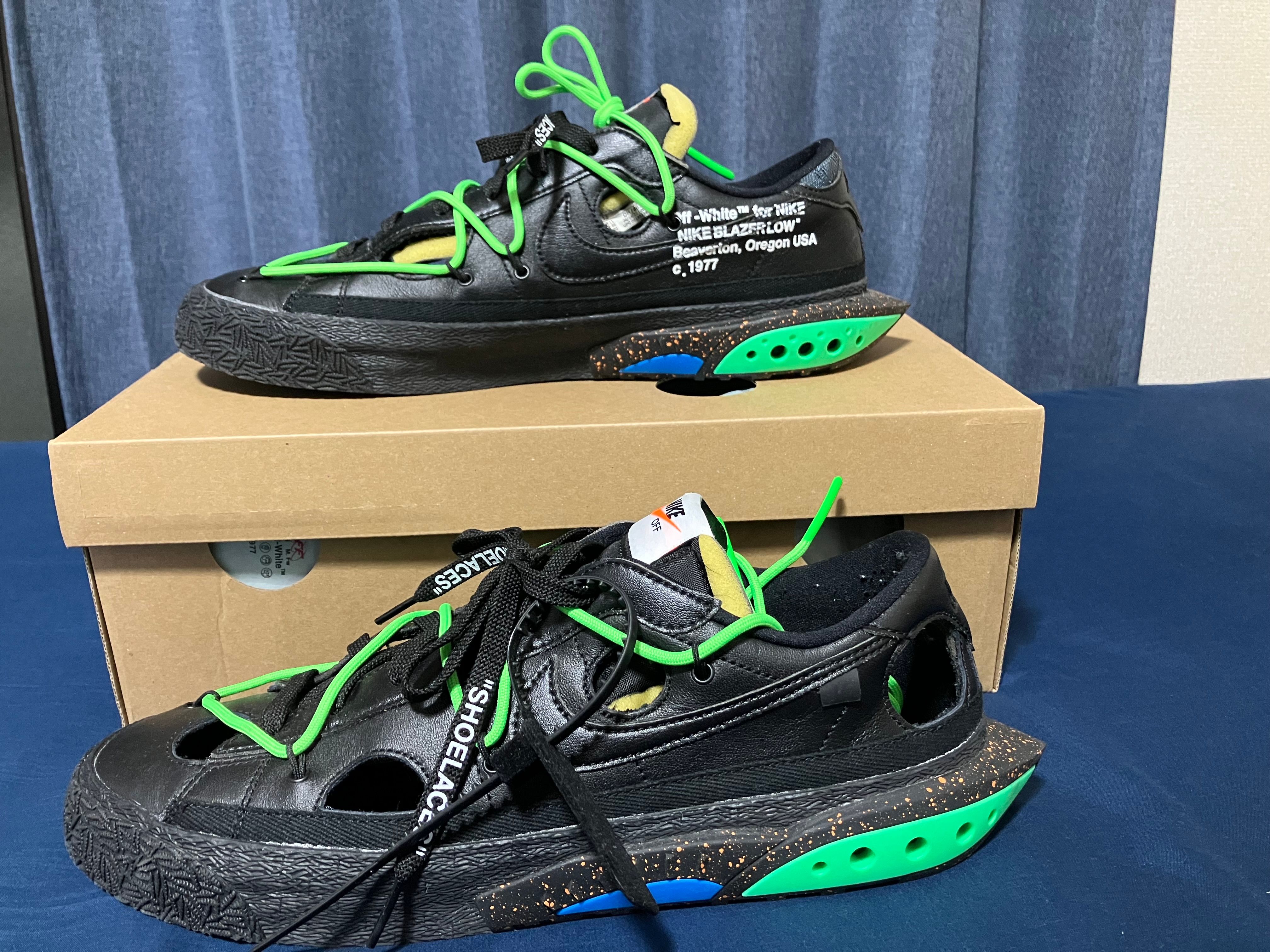 Off-White × Nike Blazer Low "Black and Electro Green"