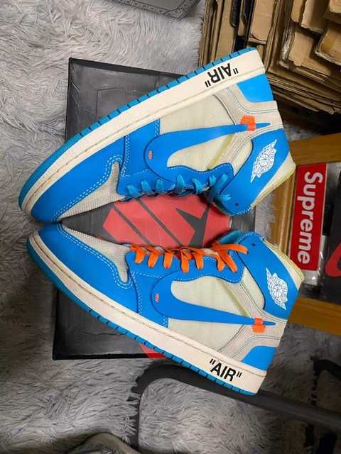 Off-White × Nike Air Jordan 1 High UNC "White/Dark Powder Blue"