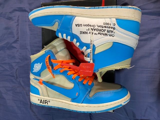 Off-White × Nike Air Jordan 1 High UNC "White/Dark Powder Blue"