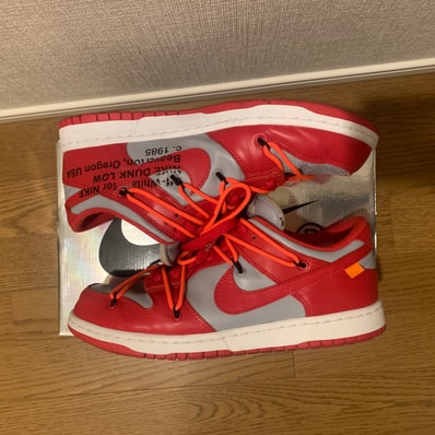 Off-White × Nike Dunk Low "University Red/Wolf Grey"