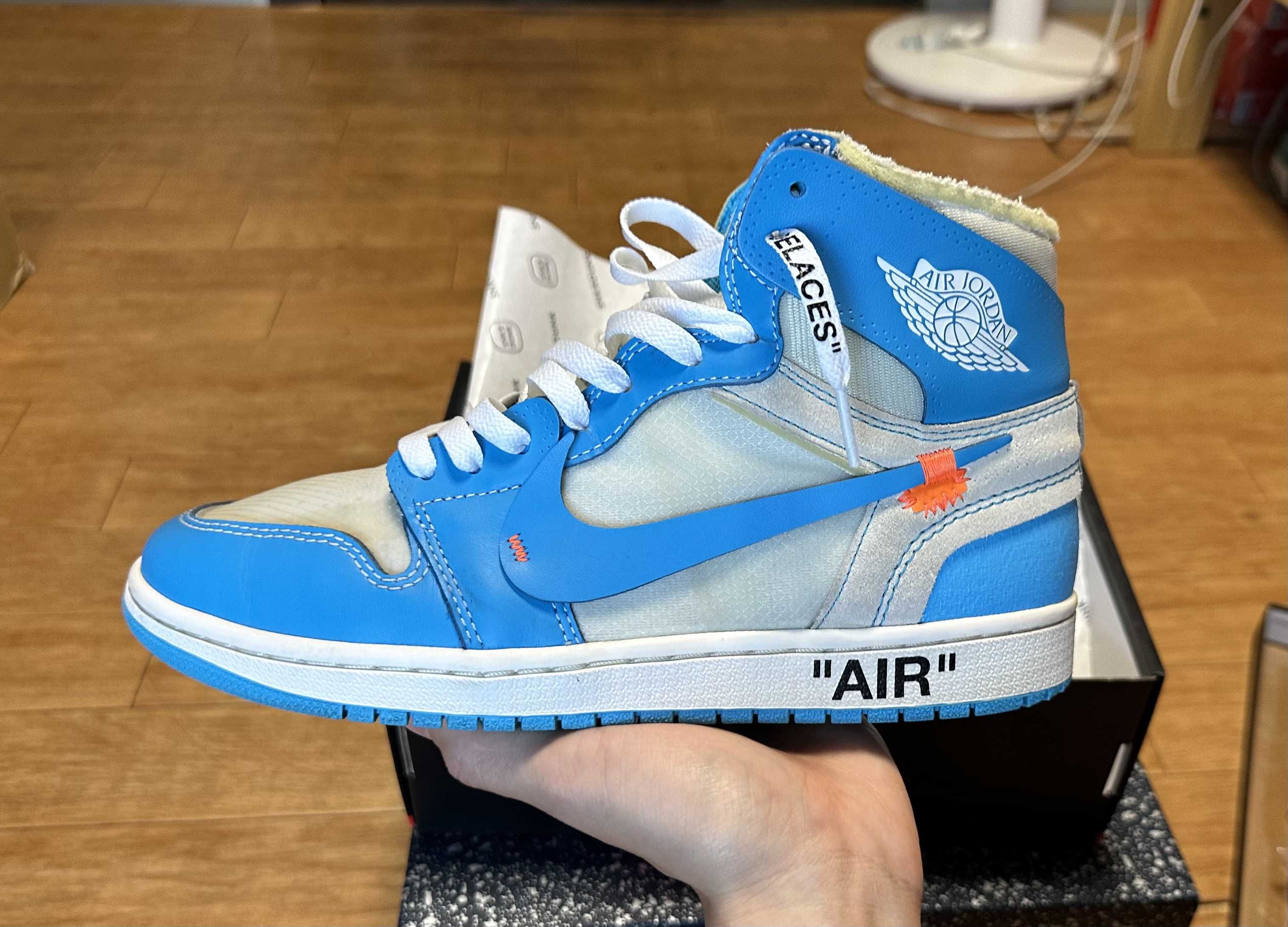 Off-White × Nike Air Jordan 1 High UNC "White/Dark Powder Blue"