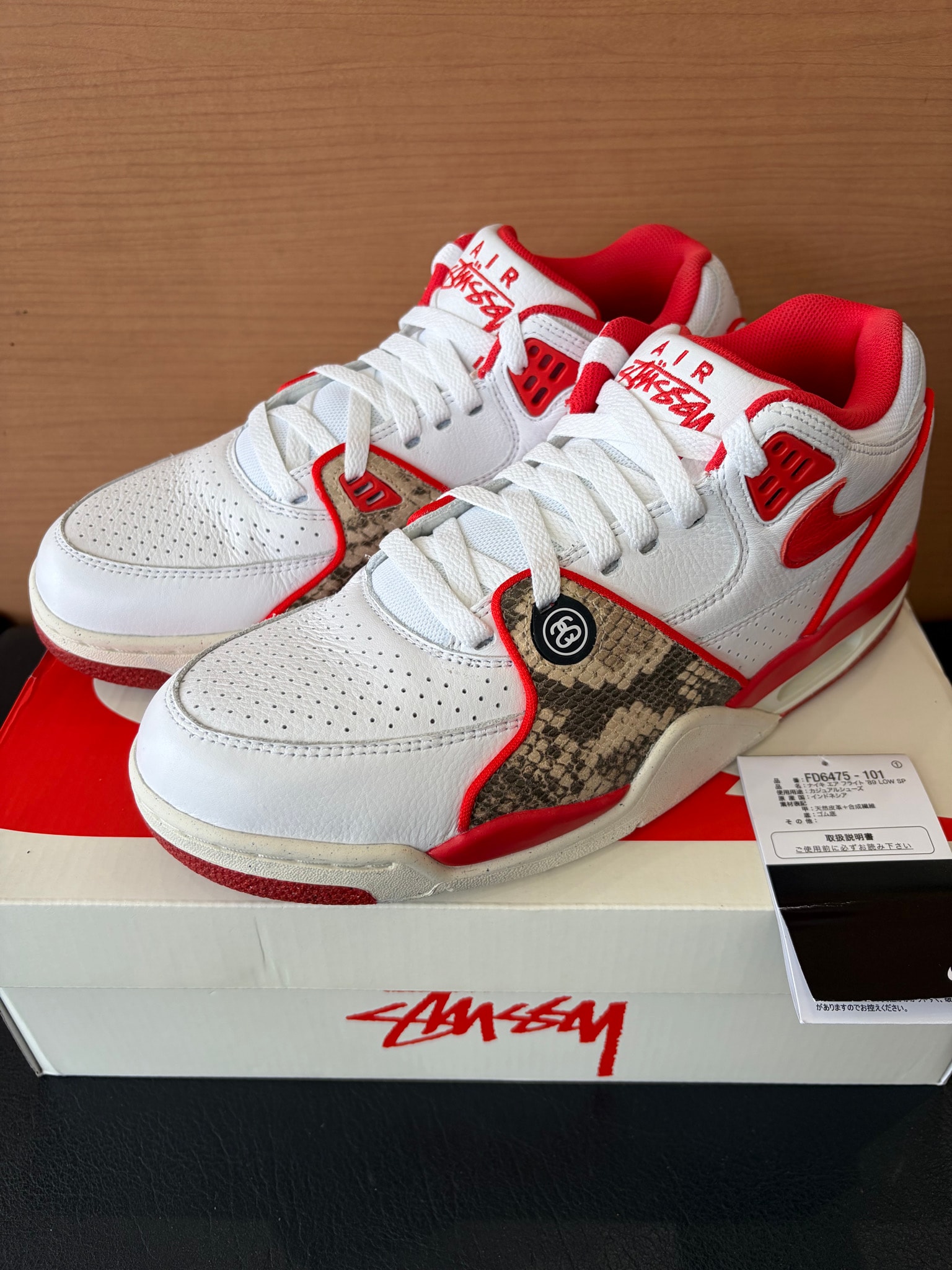Stussy × Nike Air Flight 89 Low SP "White Habanero Red"