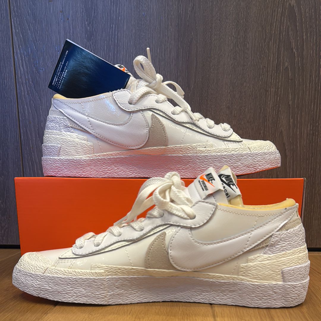 sacai × Nike Blazer Low "White Patent Leather"