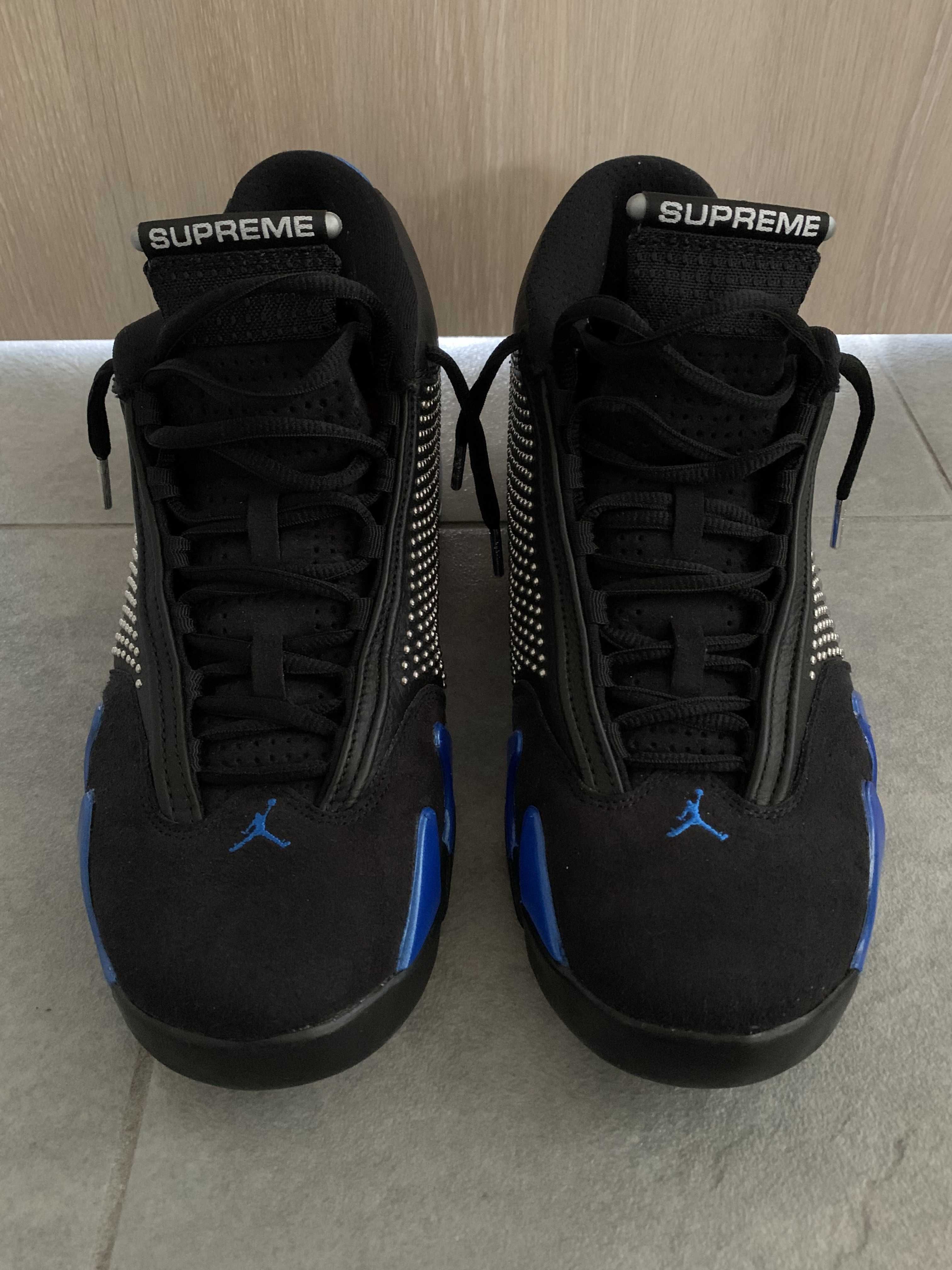 Supreme × Nike Air Jordan 14 Retro "Black/Varsity Royal/Chrome"