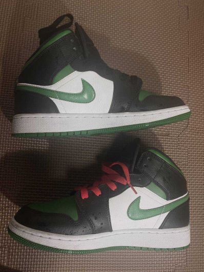 NIKE GS AIR JORDAN 1 MID "GREEN TOE"