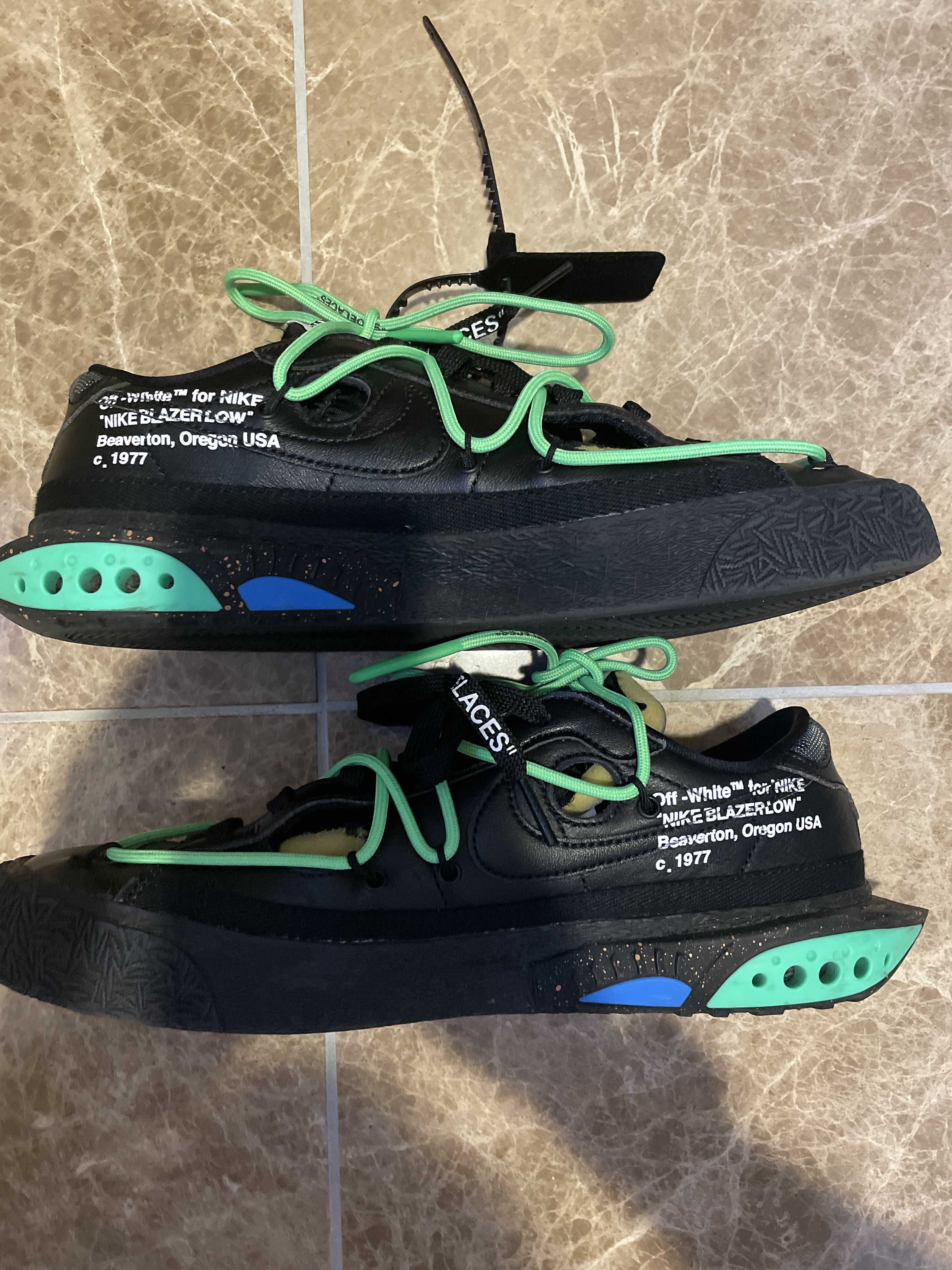 Off-White × Nike Blazer Low "Black and Electro Green"