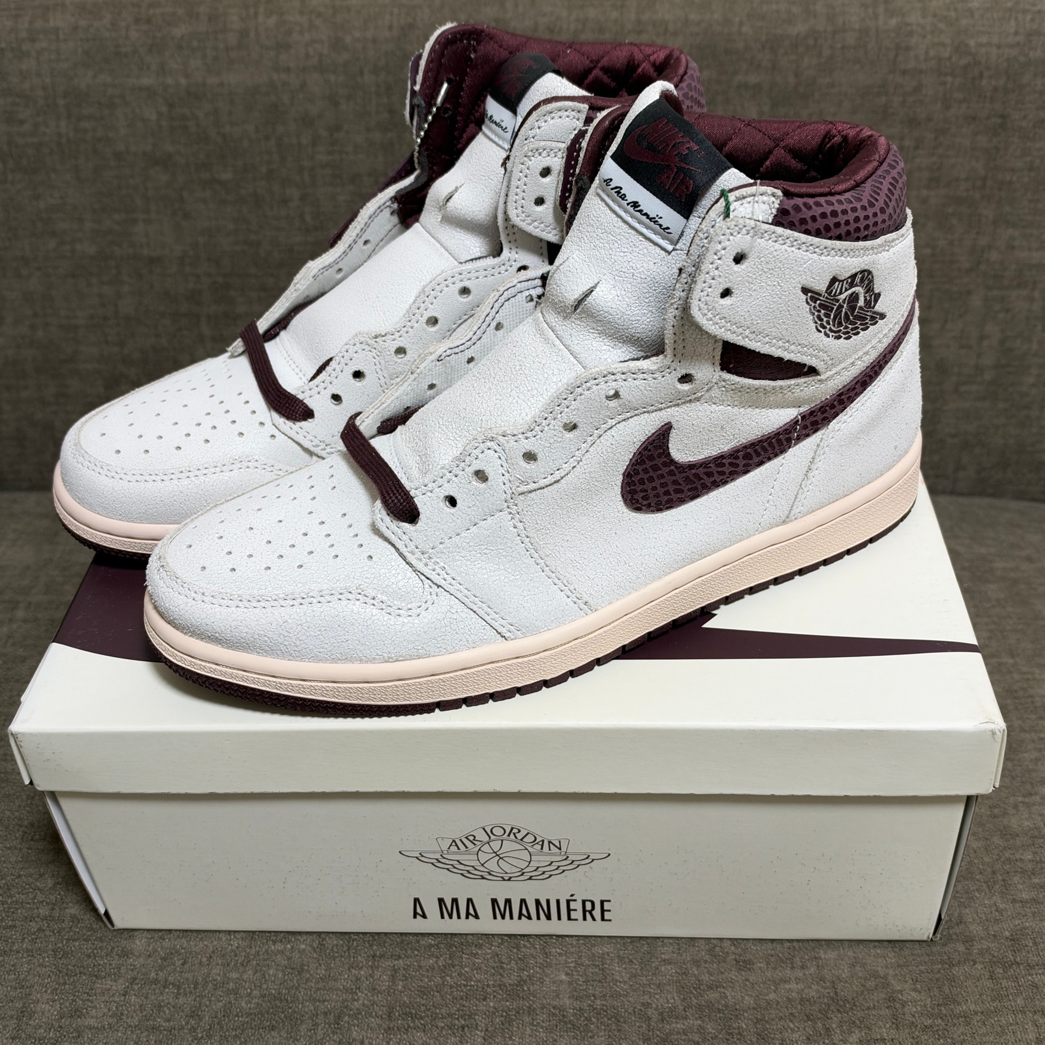A Ma Maniere × Nike Air Jordan 1 Retro High OG "Sail and Burgundy"