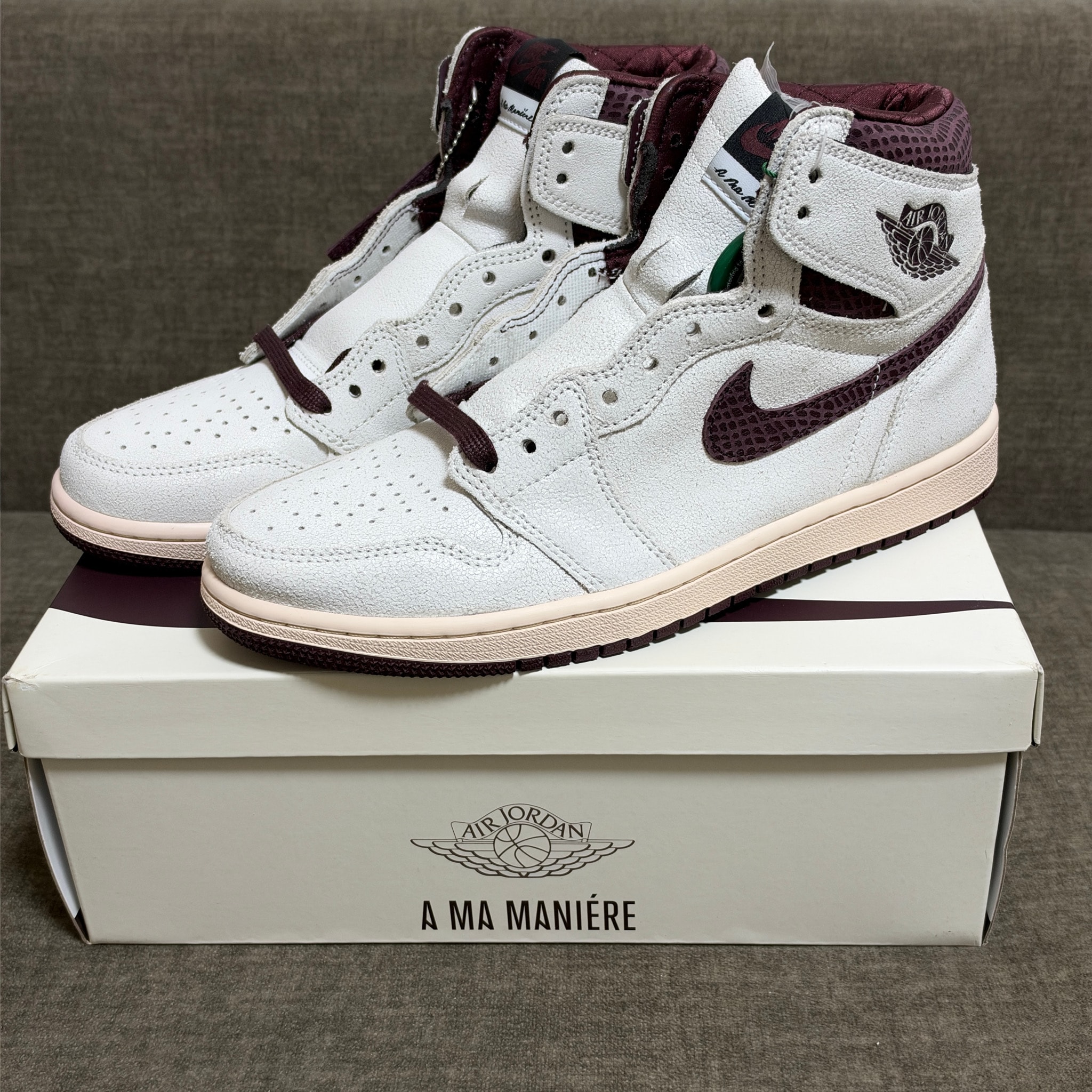 A Ma Maniere × Nike Air Jordan 1 Retro High OG "Sail and Burgundy"