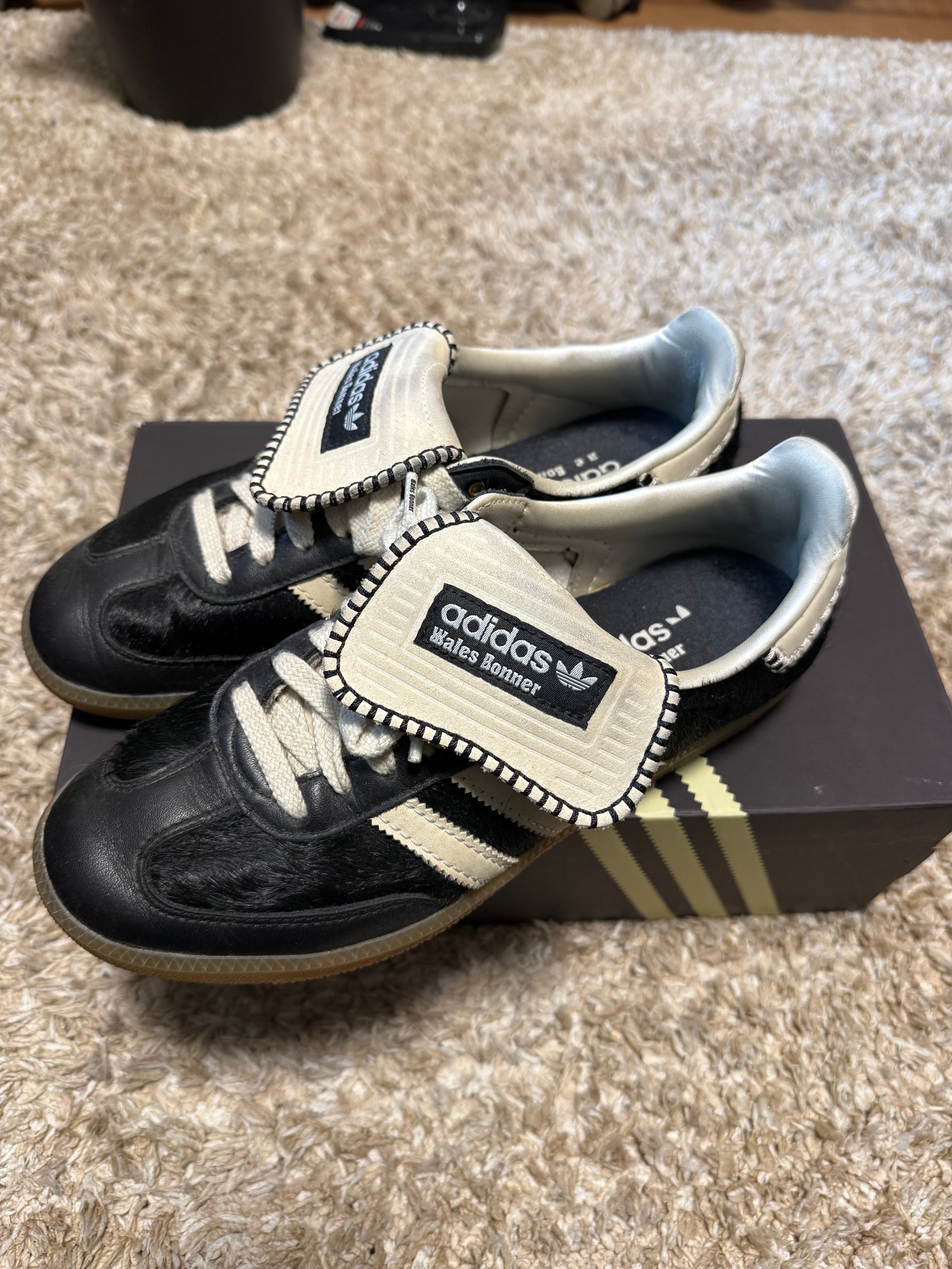 Wales Bonner × adidas Samba Pony Tonal Low "Core Black/Cream White"