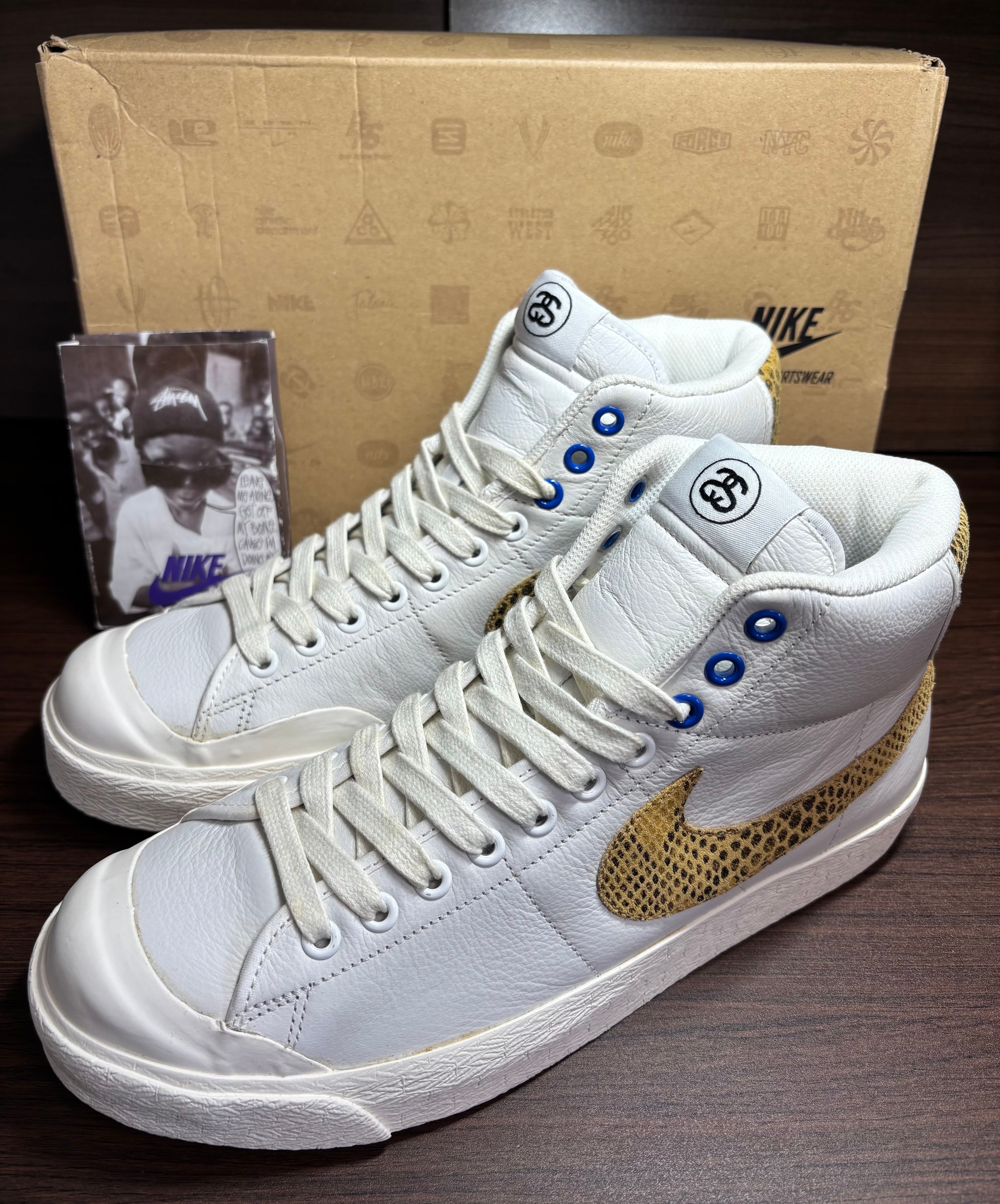 Stussy × Nike All Court Mid "White/Gold"
