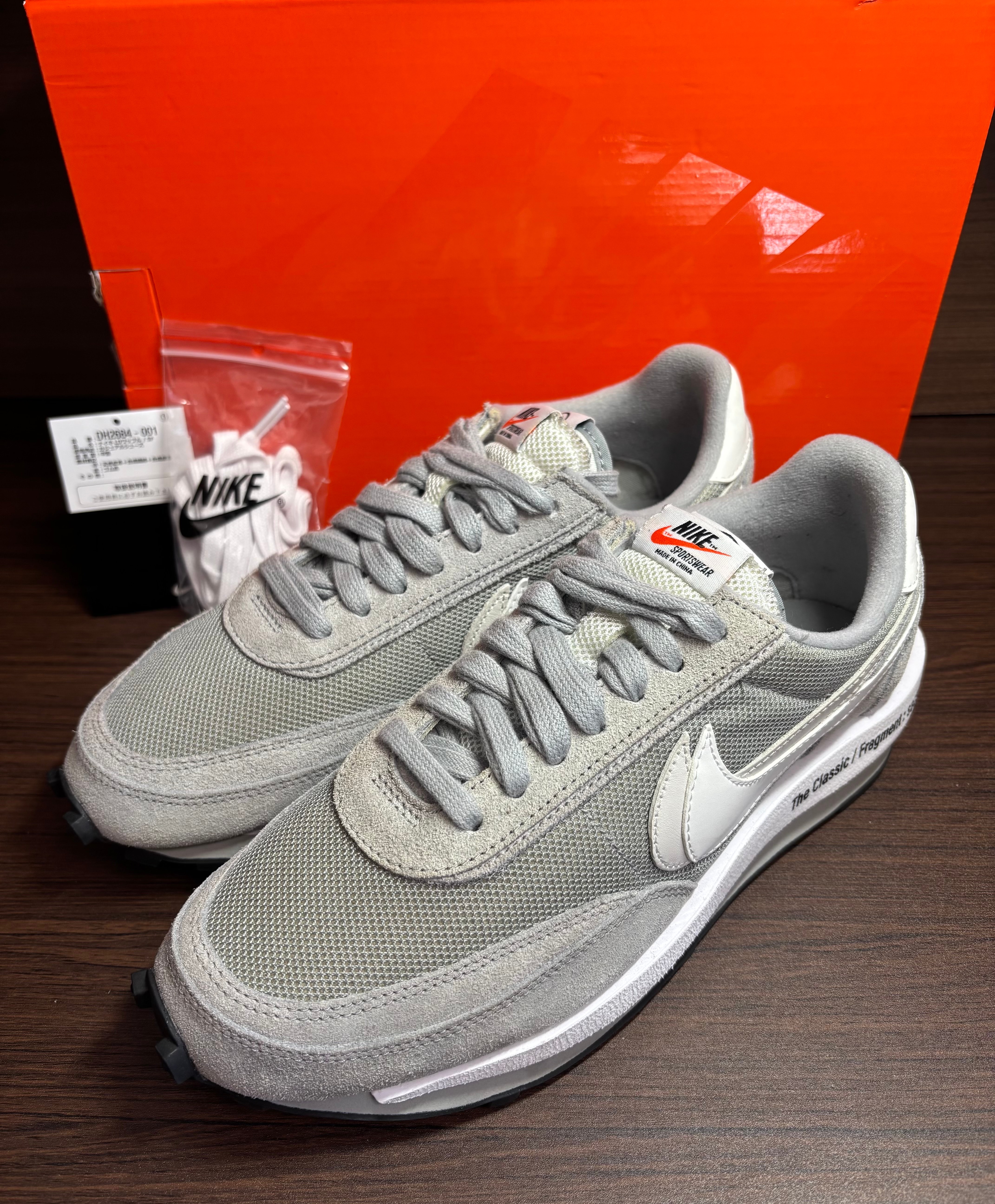 fragment design × sacai × Nike LD Waffle "Light Smoke Grey"