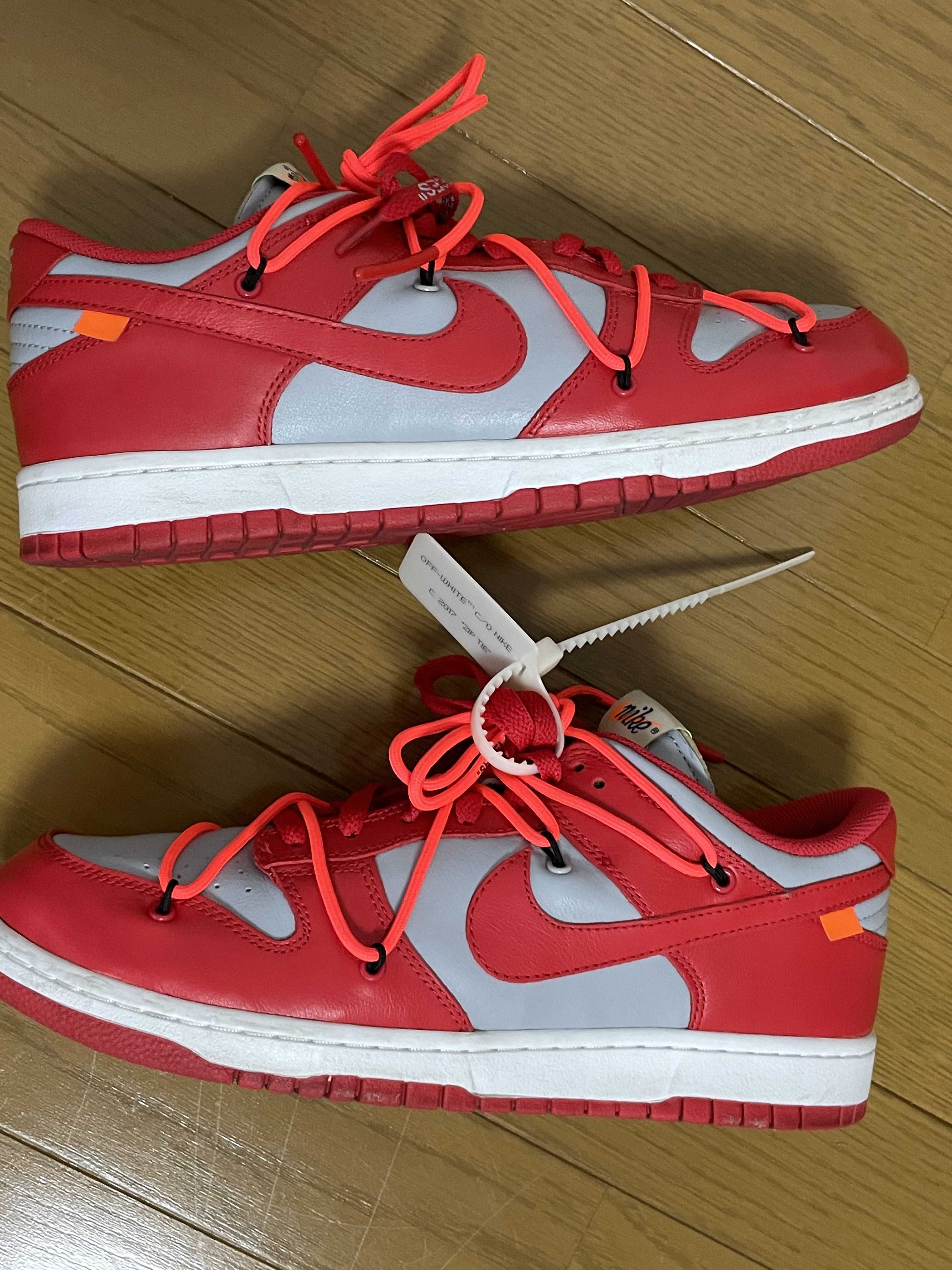 Off-White × Nike Dunk Low "University Red/Wolf Grey"
