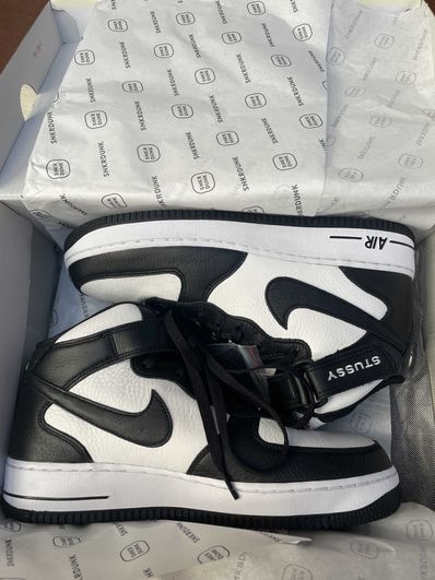 Stussy × Nike Air Force 1 Mid "Black and Light Bone"