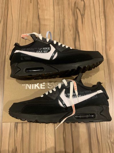 Off-White × Nike Air Max 90 "Black/Black-Cone-White"