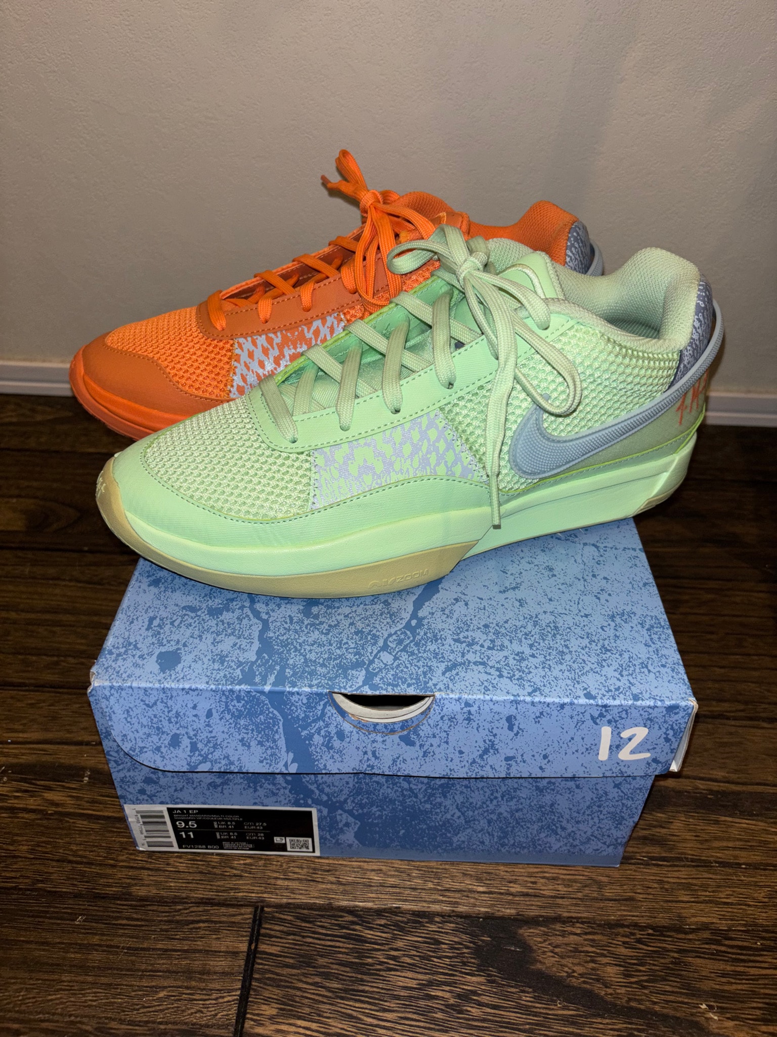 Nike Ja 1 "Bright Mandarin/Vapor Green"(FQ4796-800/FV1288-800)